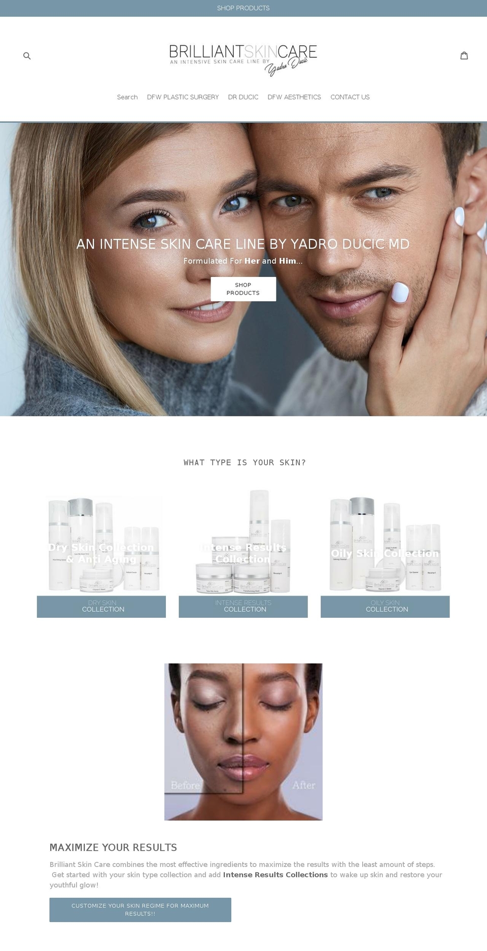brilliantskincare.com — Shopify storefront screenshot