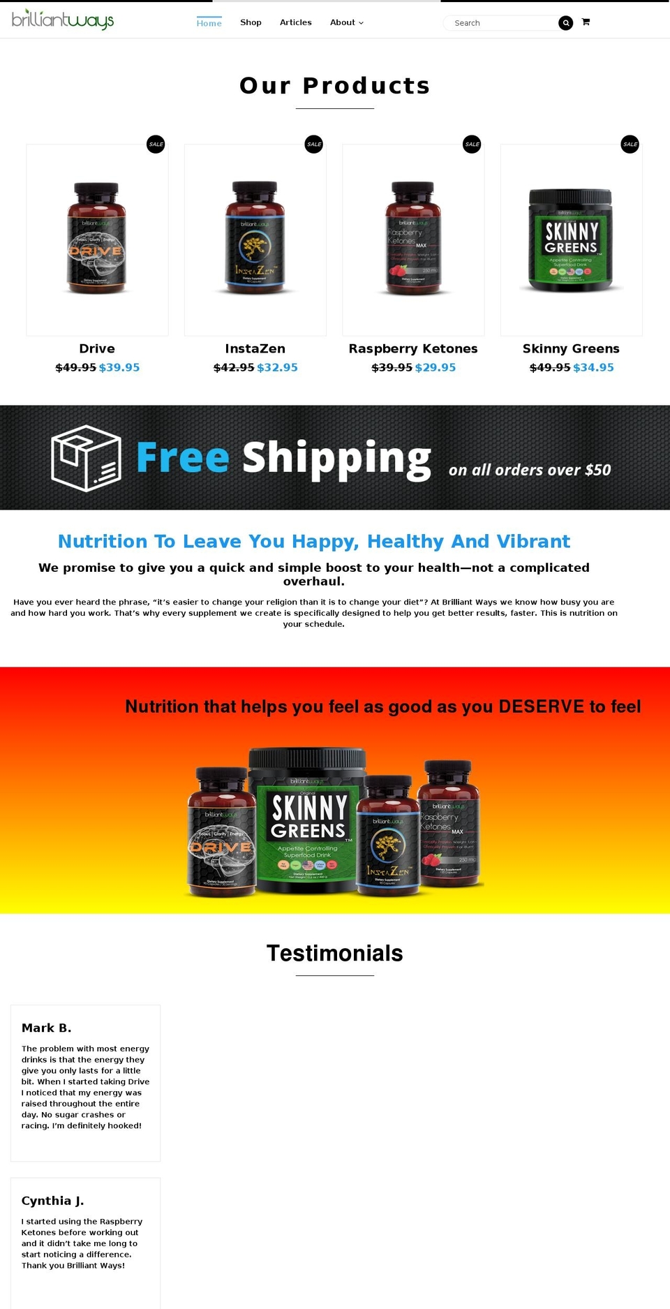 brilliantways.com shopify website screenshot