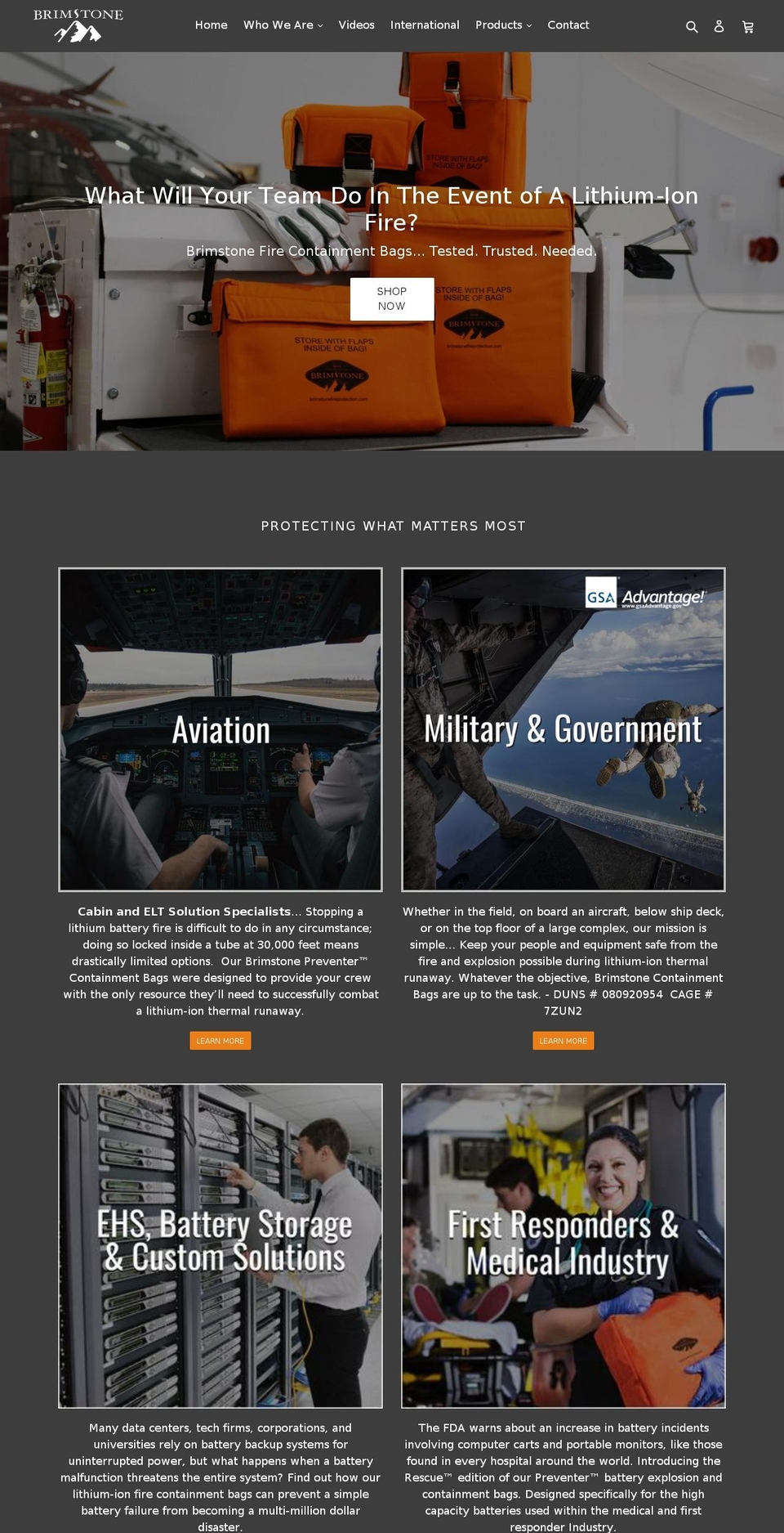 brimstone-fire-pretection.myshopify.com shopify website screenshot