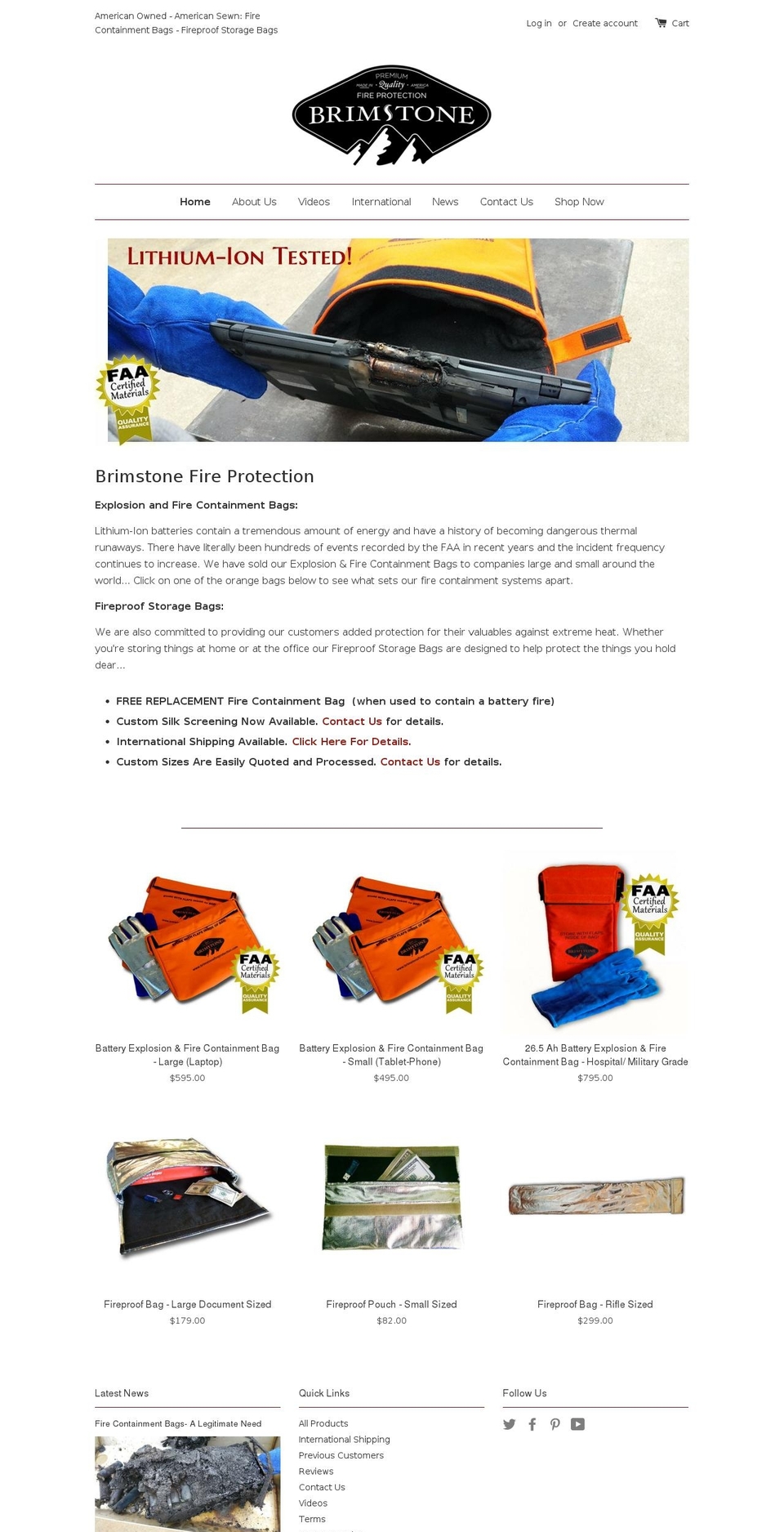 brimstonefireprotection.com shopify website screenshot