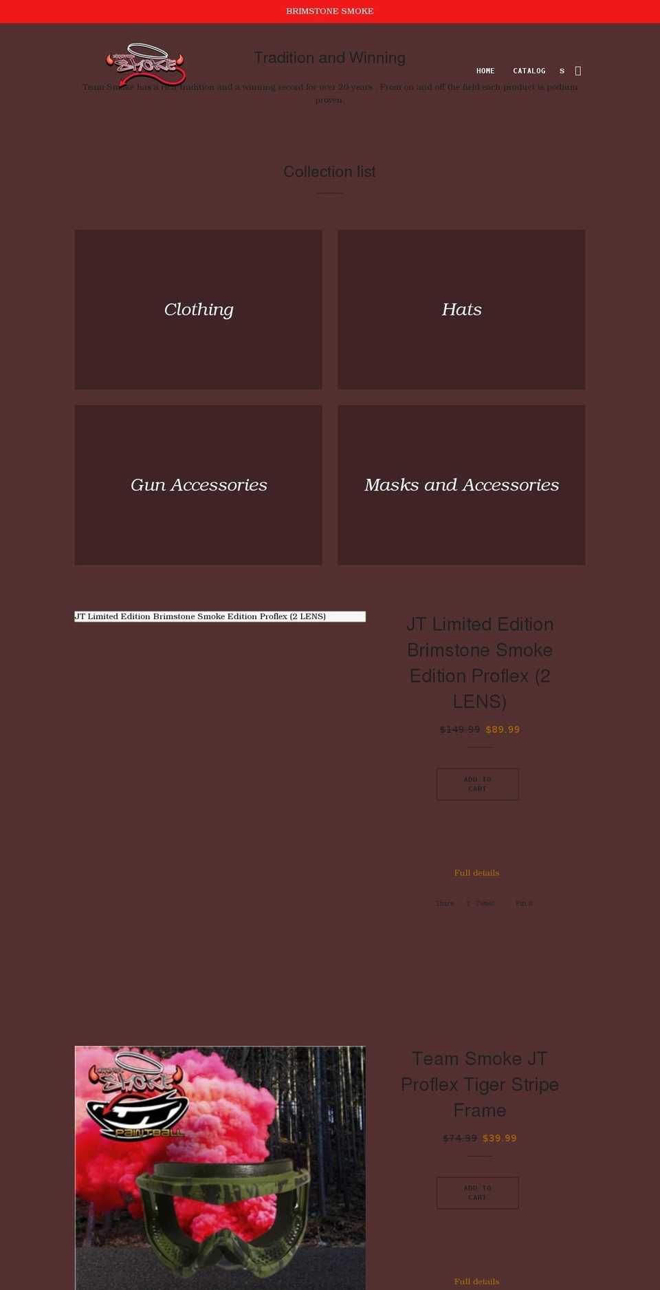 brimstonesmoke.com shopify website screenshot