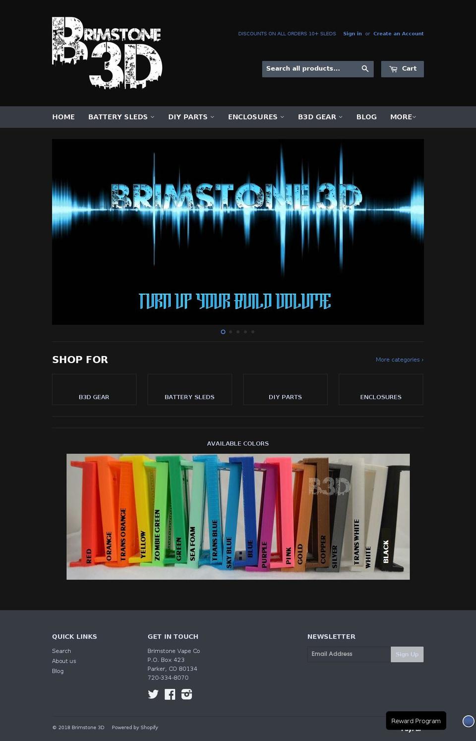 brimstonevapes.com — Shopify storefront screenshot