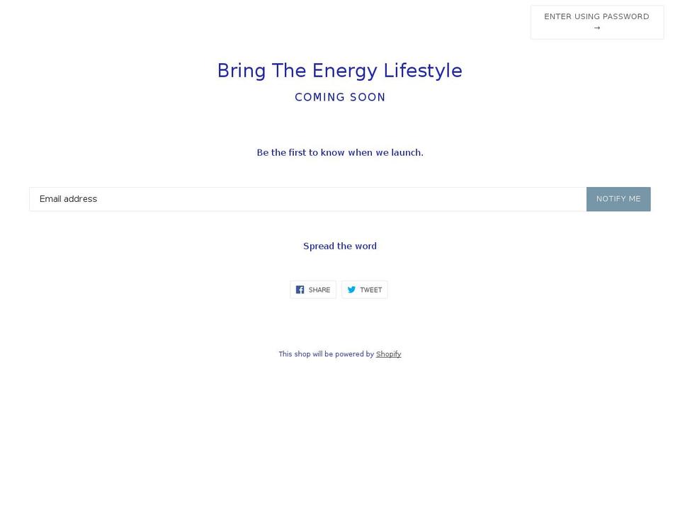 bringtheenergylifestyle.com — Shopify storefront screenshot
