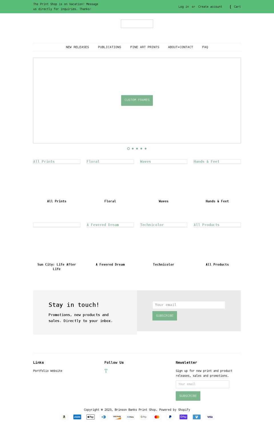 brinsonbanksprintshop.com shopify website screenshot