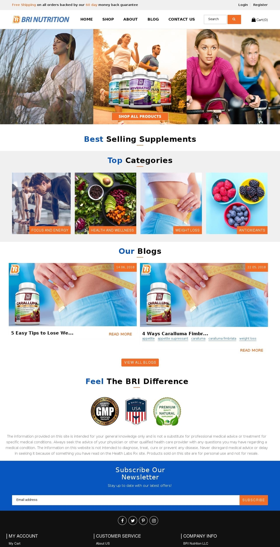 brinutrition.com shopify website screenshot
