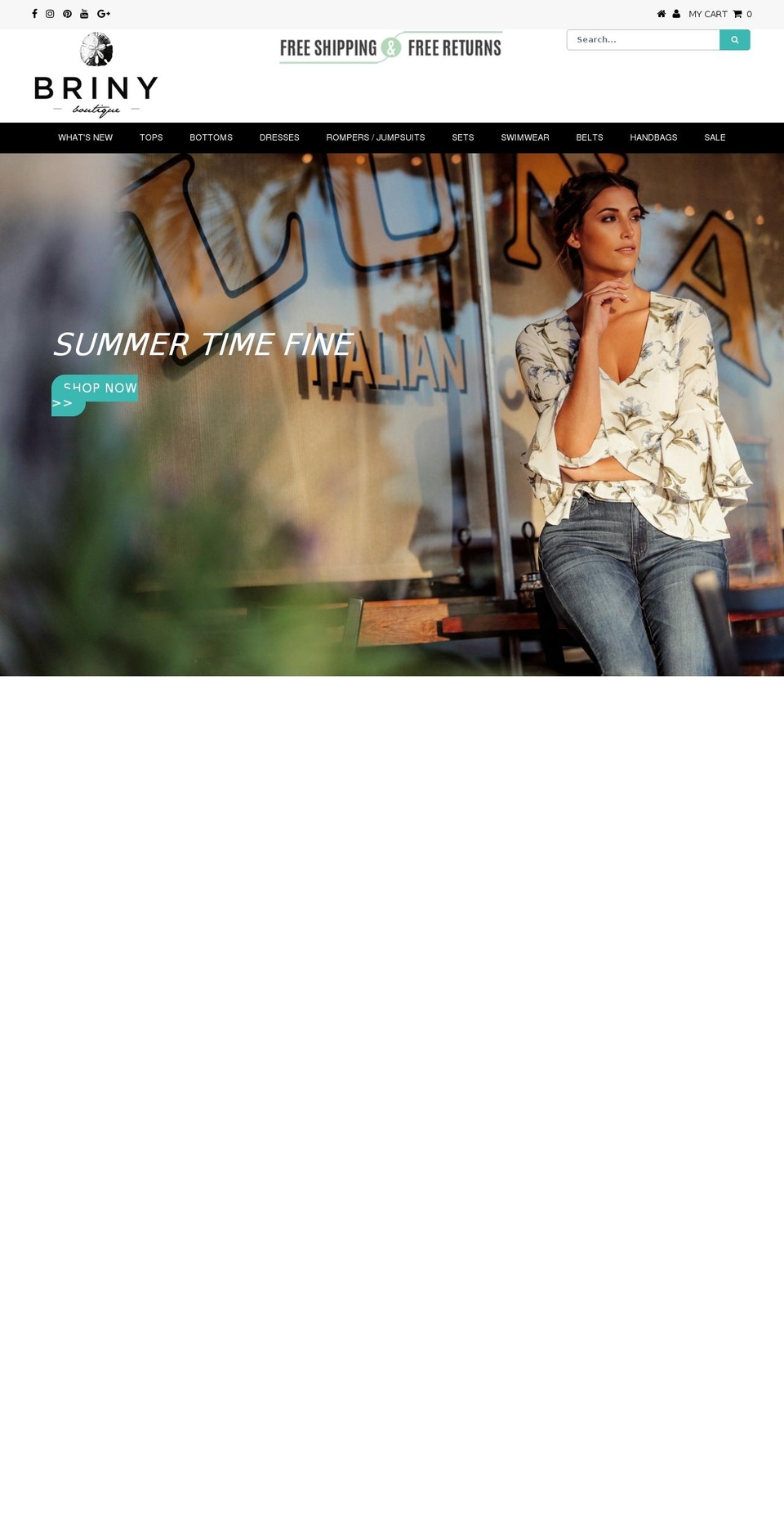 brinyboutique.com shopify website screenshot