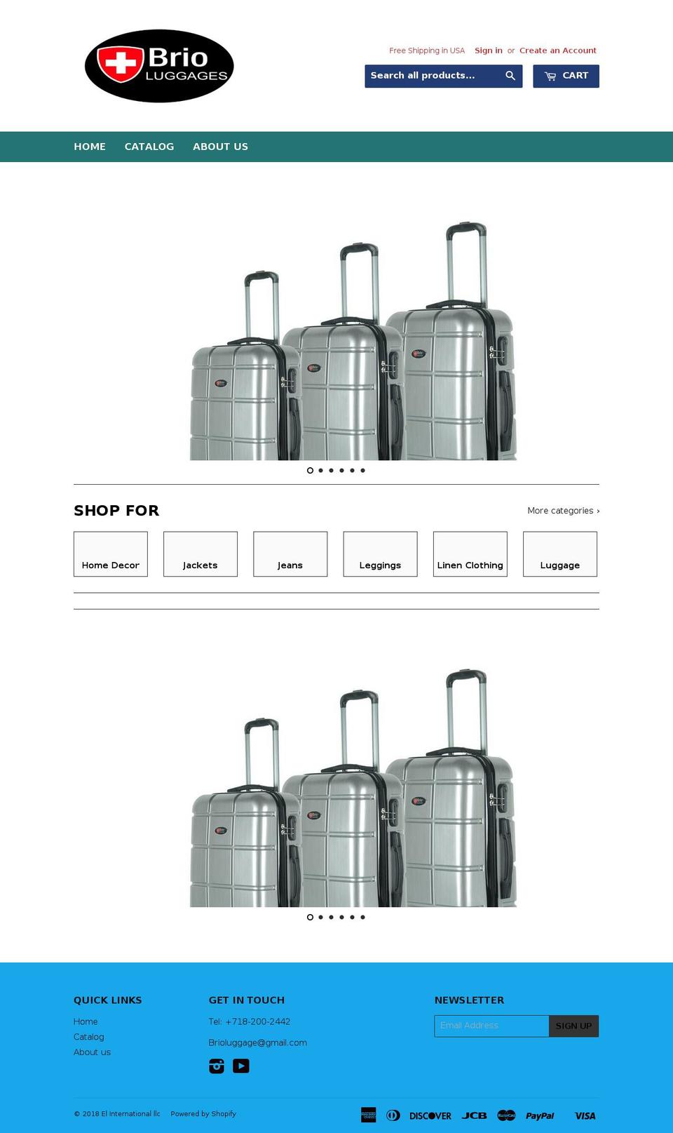brioluggage.com shopify website screenshot