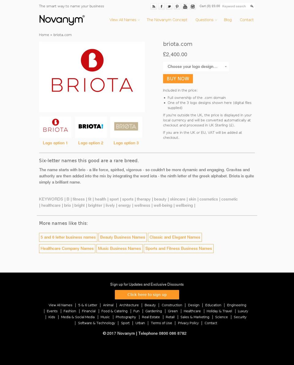 briota.com shopify website screenshot