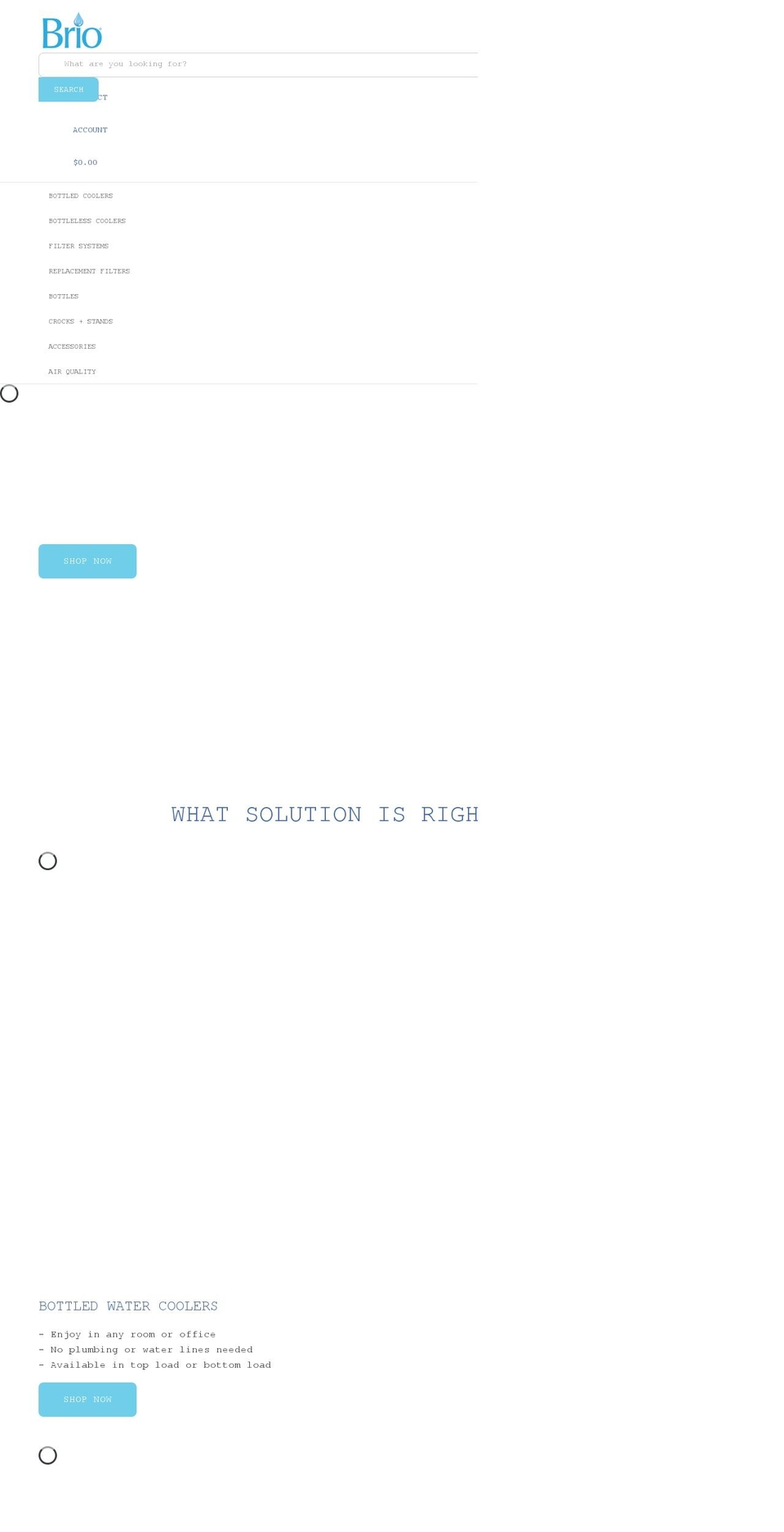 briowater.com shopify website screenshot
