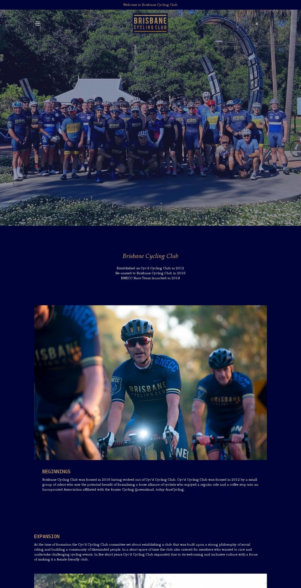brisbanecyclingclub.com.au shopify website screenshot