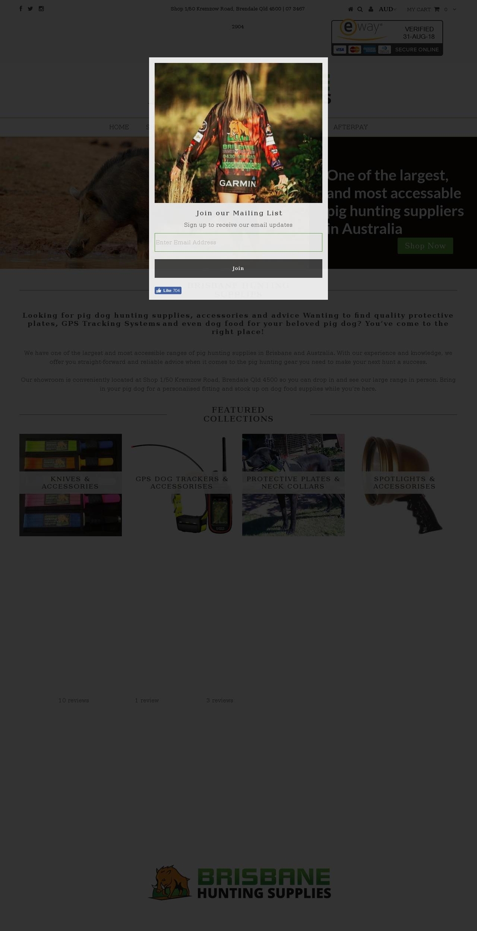 brisbanehuntingsupplies.com.au shopify website screenshot