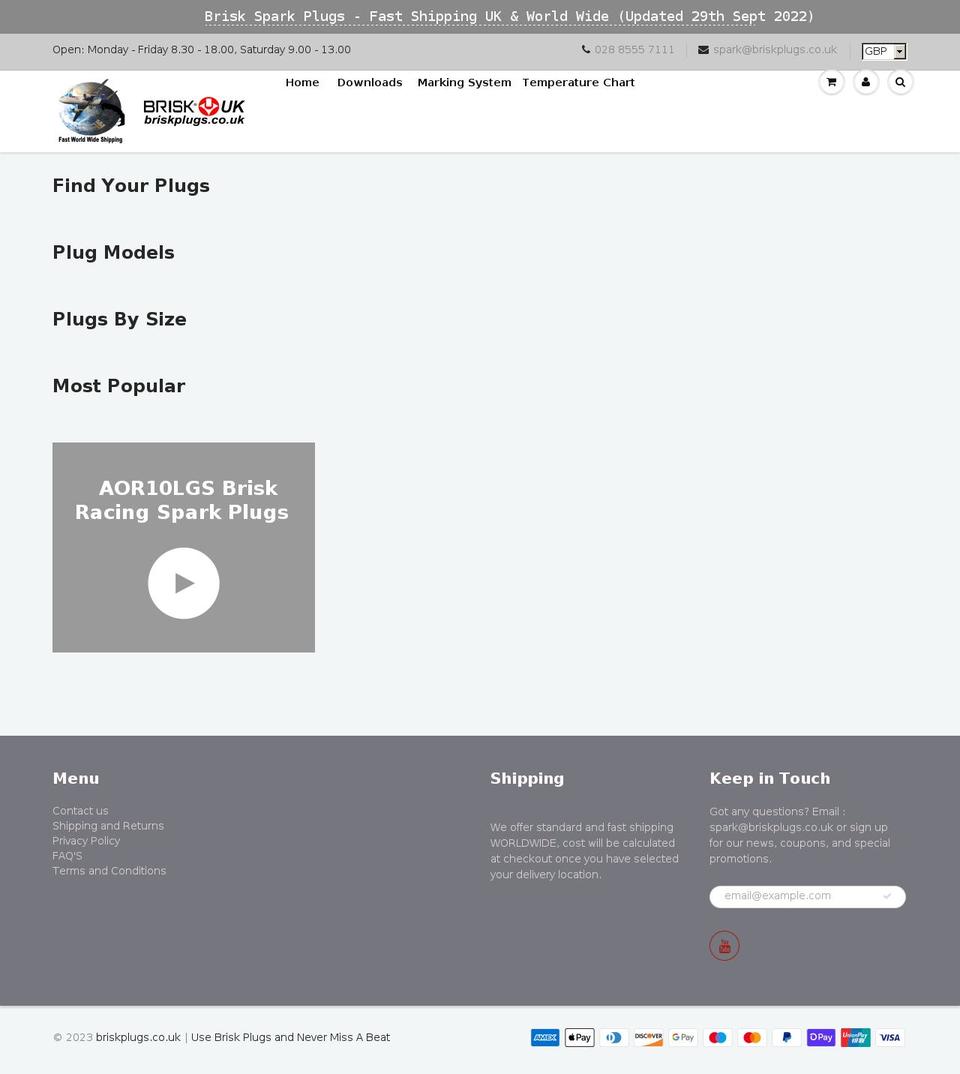 briskplugs.co.uk shopify website screenshot