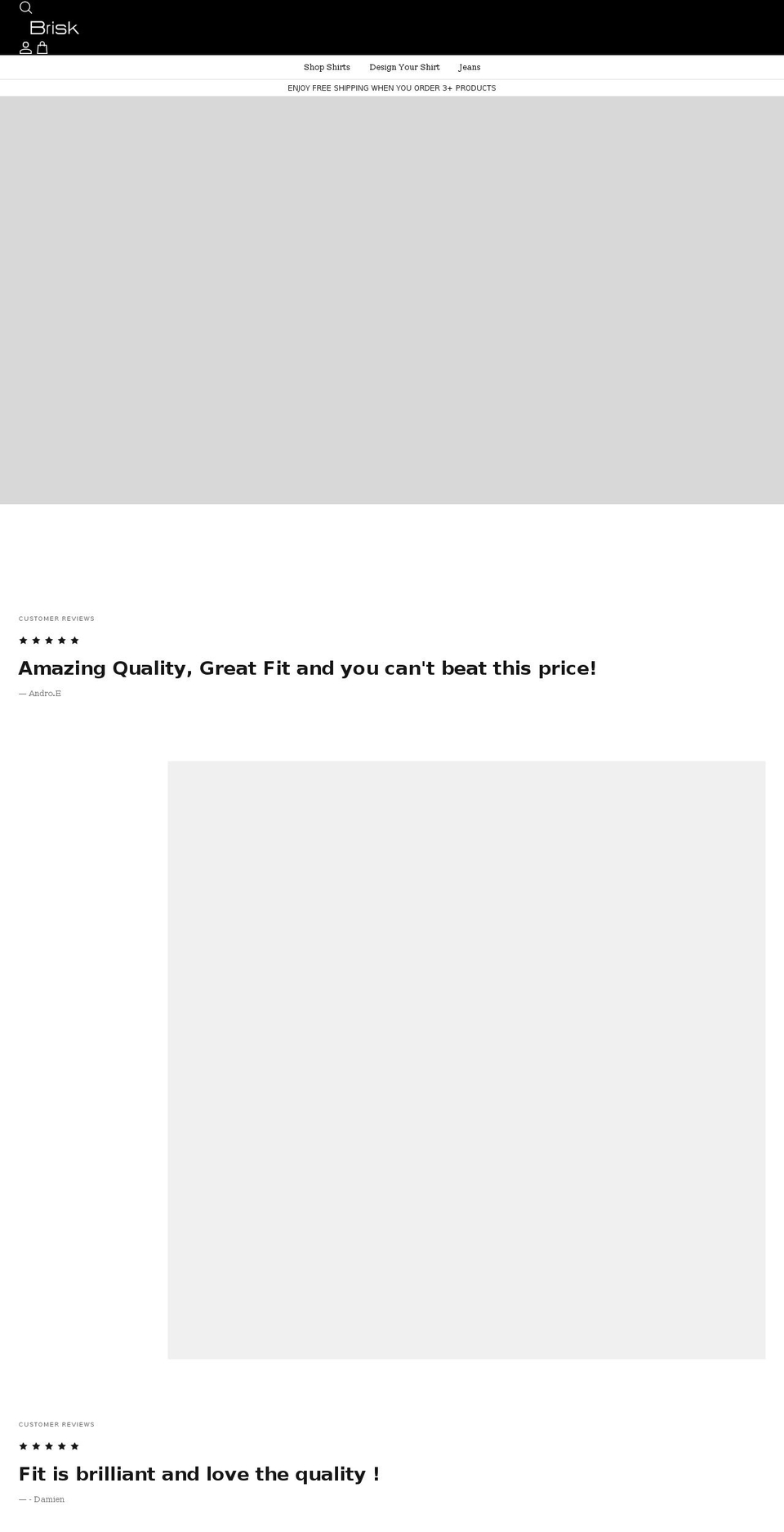 briskshirts.com shopify website screenshot
