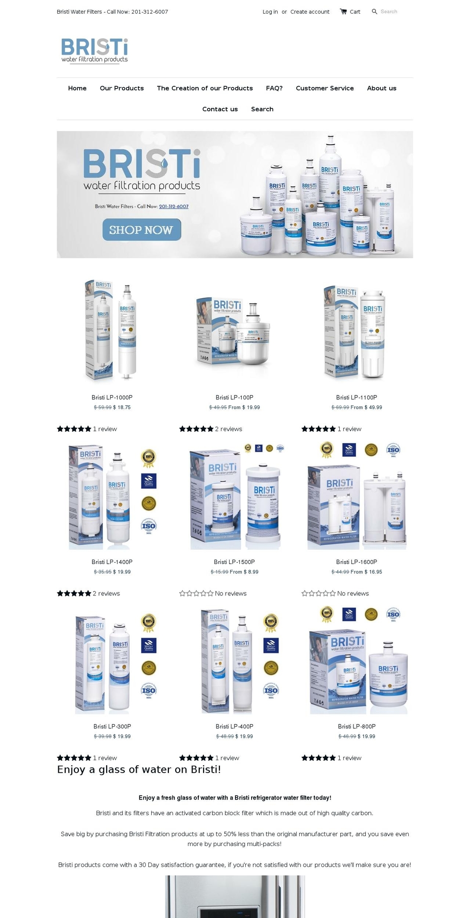 bristifilters.com — Shopify storefront screenshot