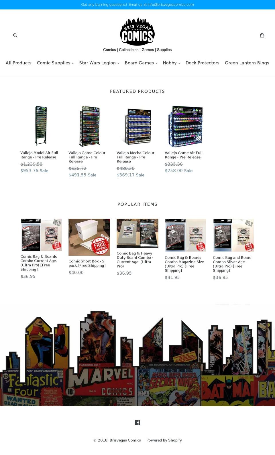 brisvegascomics.com — Shopify storefront screenshot