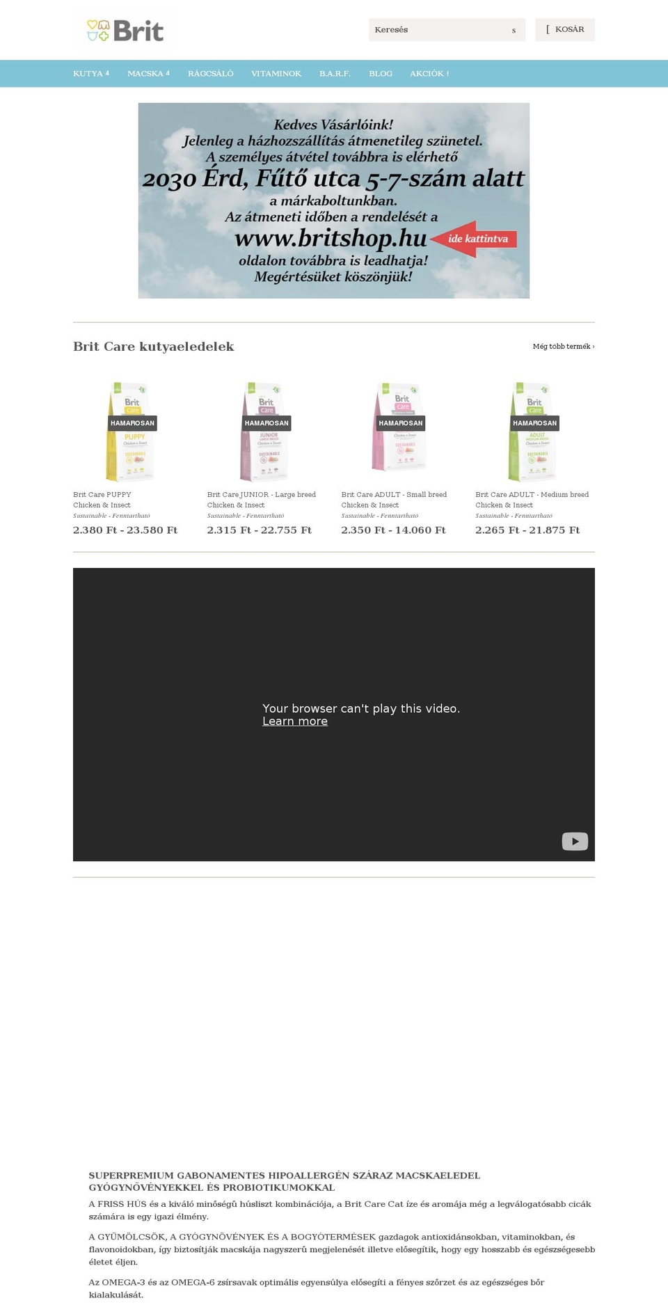 brit.hu shopify website screenshot