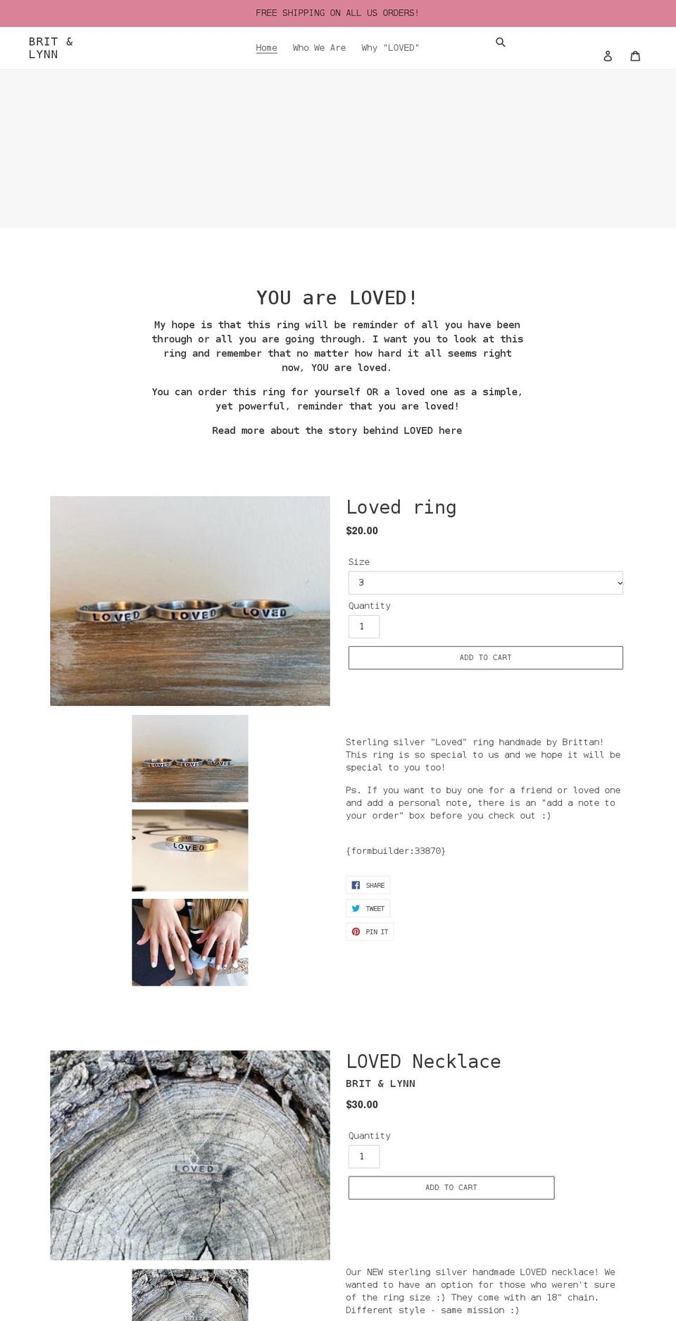 britandlynn.com shopify website screenshot
