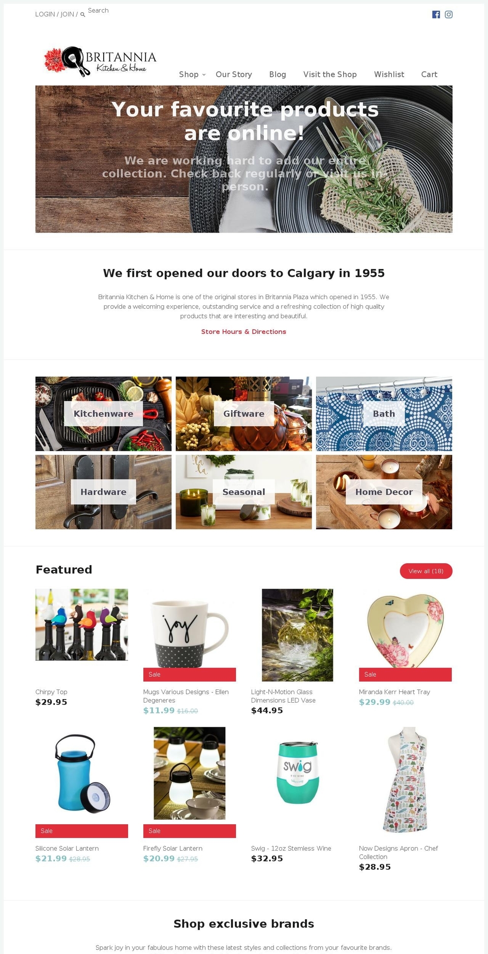 britanniahardware.com — Shopify storefront screenshot
