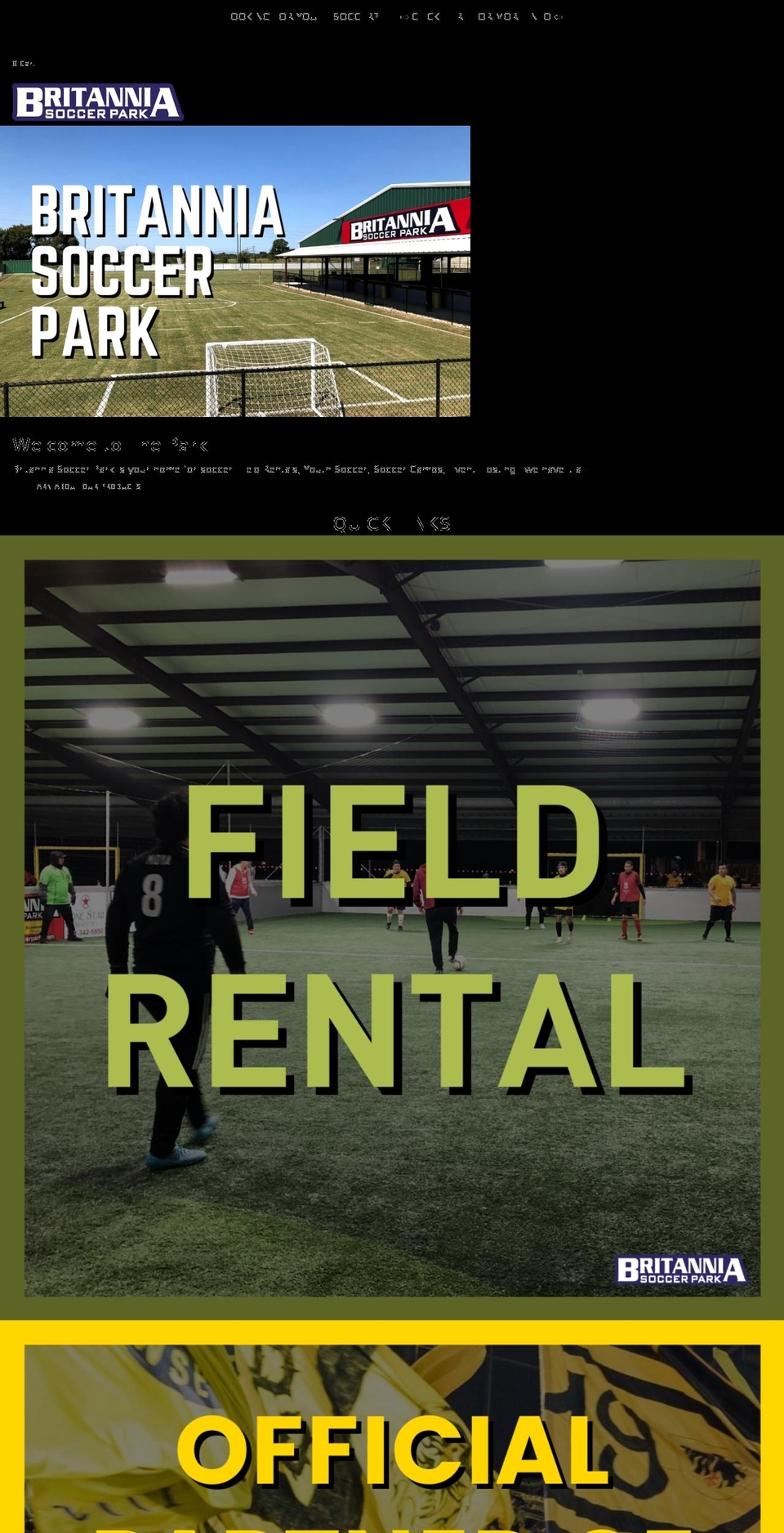 britanniasoccerpark.com — Shopify storefront screenshot