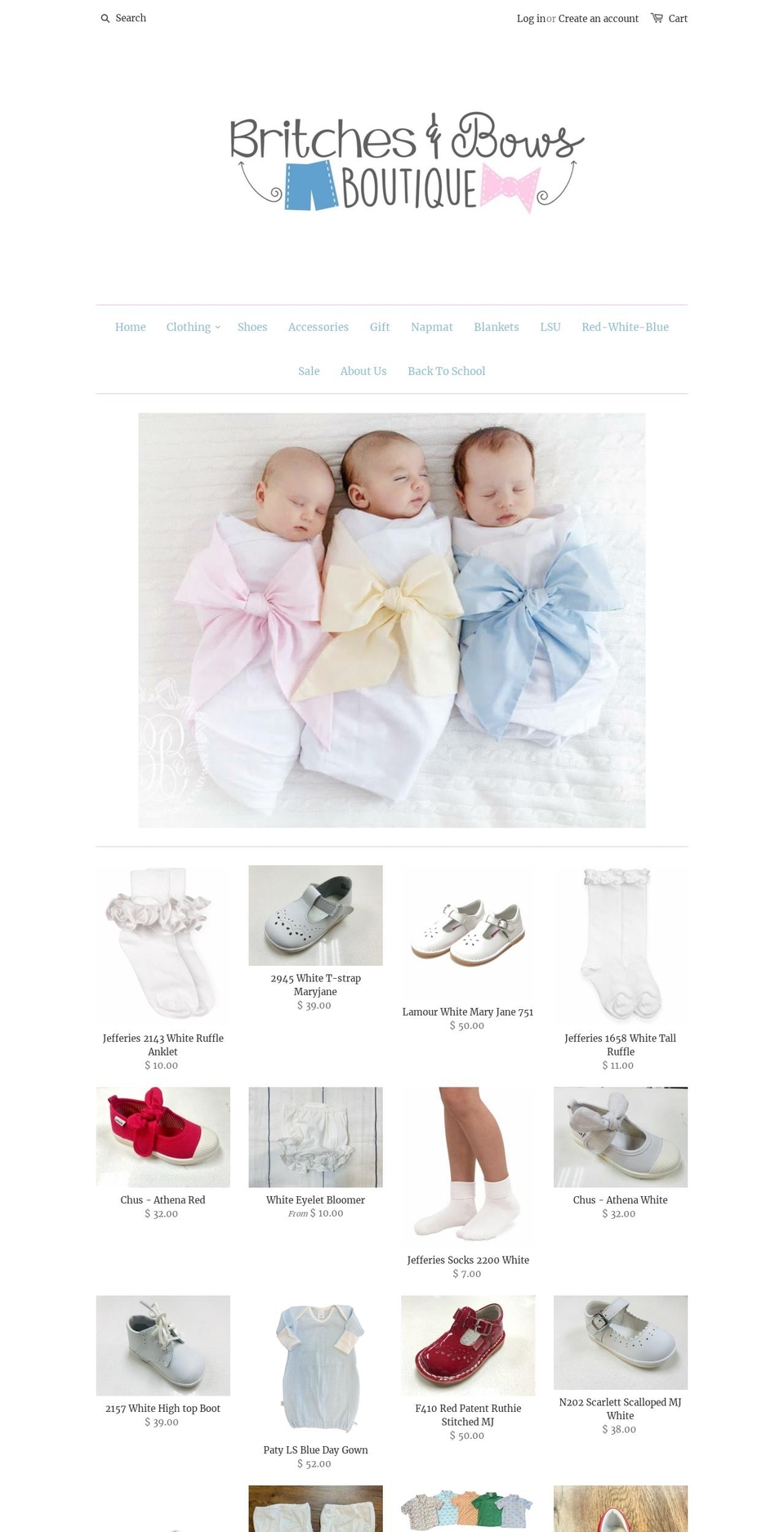 britchesnbowsboutique.com shopify website screenshot