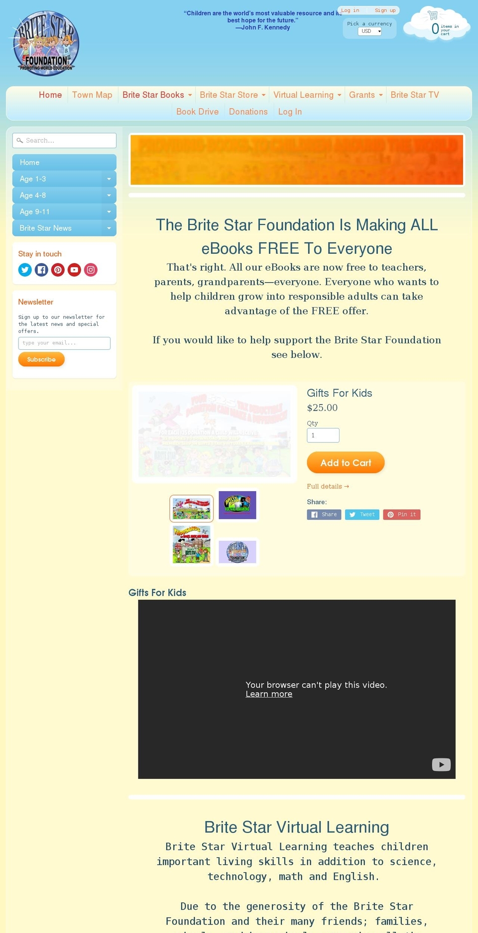 britestarstore.com shopify website screenshot