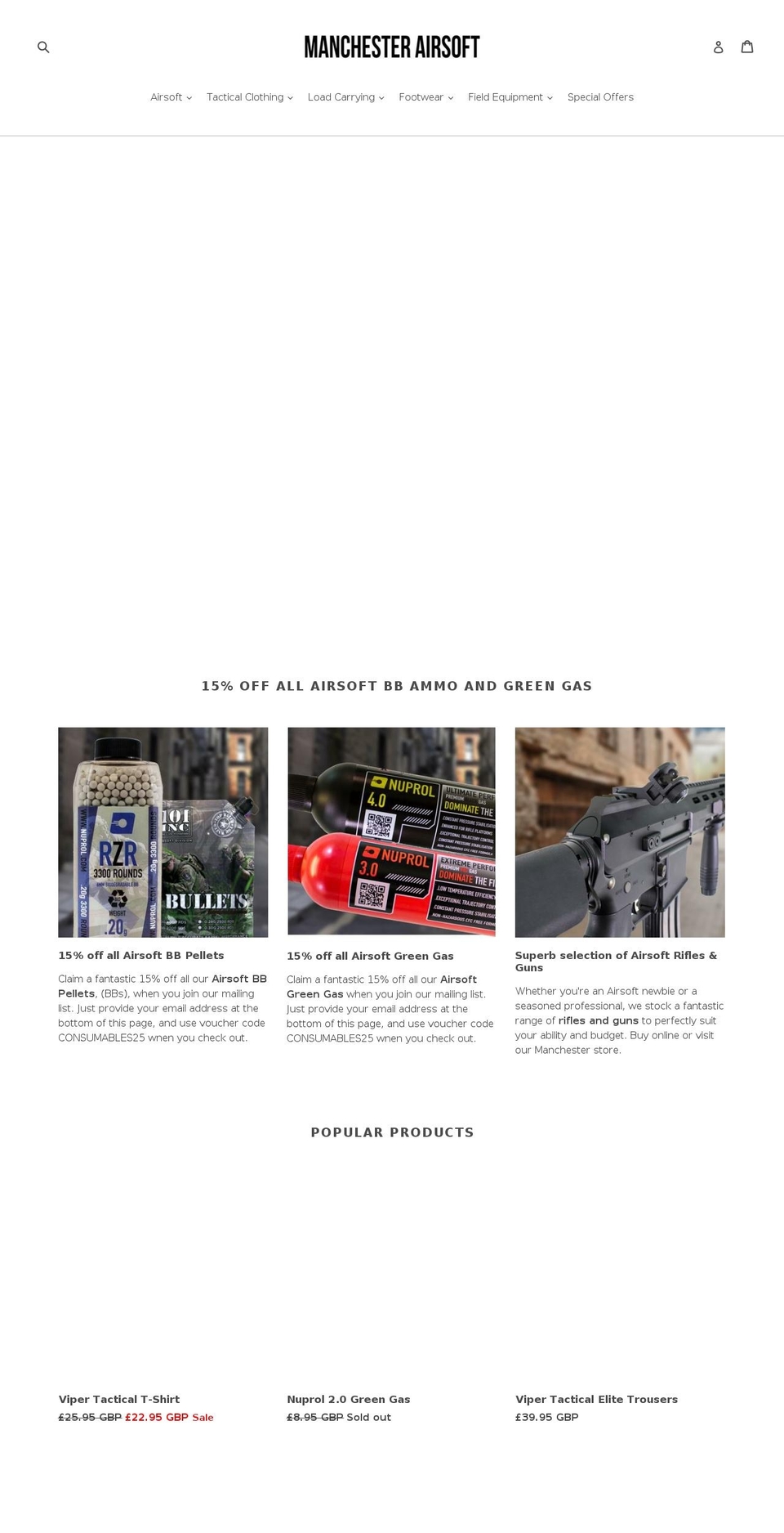 britisharmykit.com — Shopify storefront screenshot