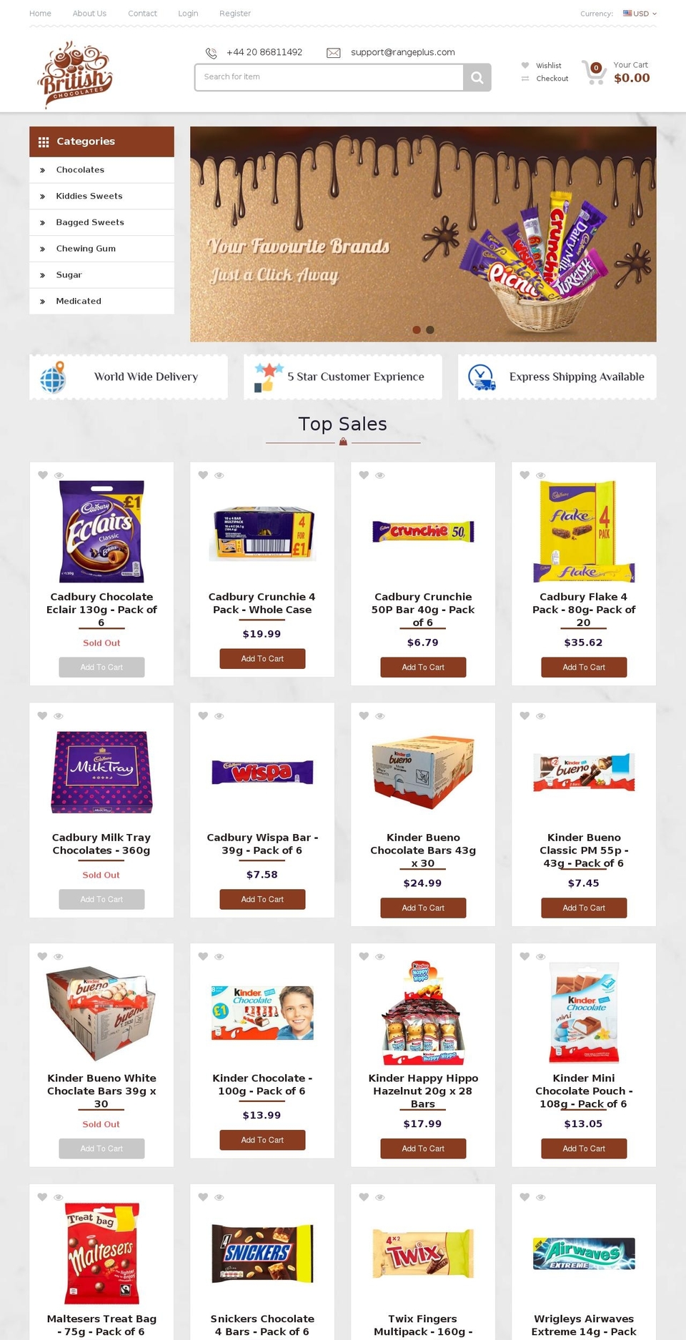 britishchocolates.com — Shopify storefront screenshot