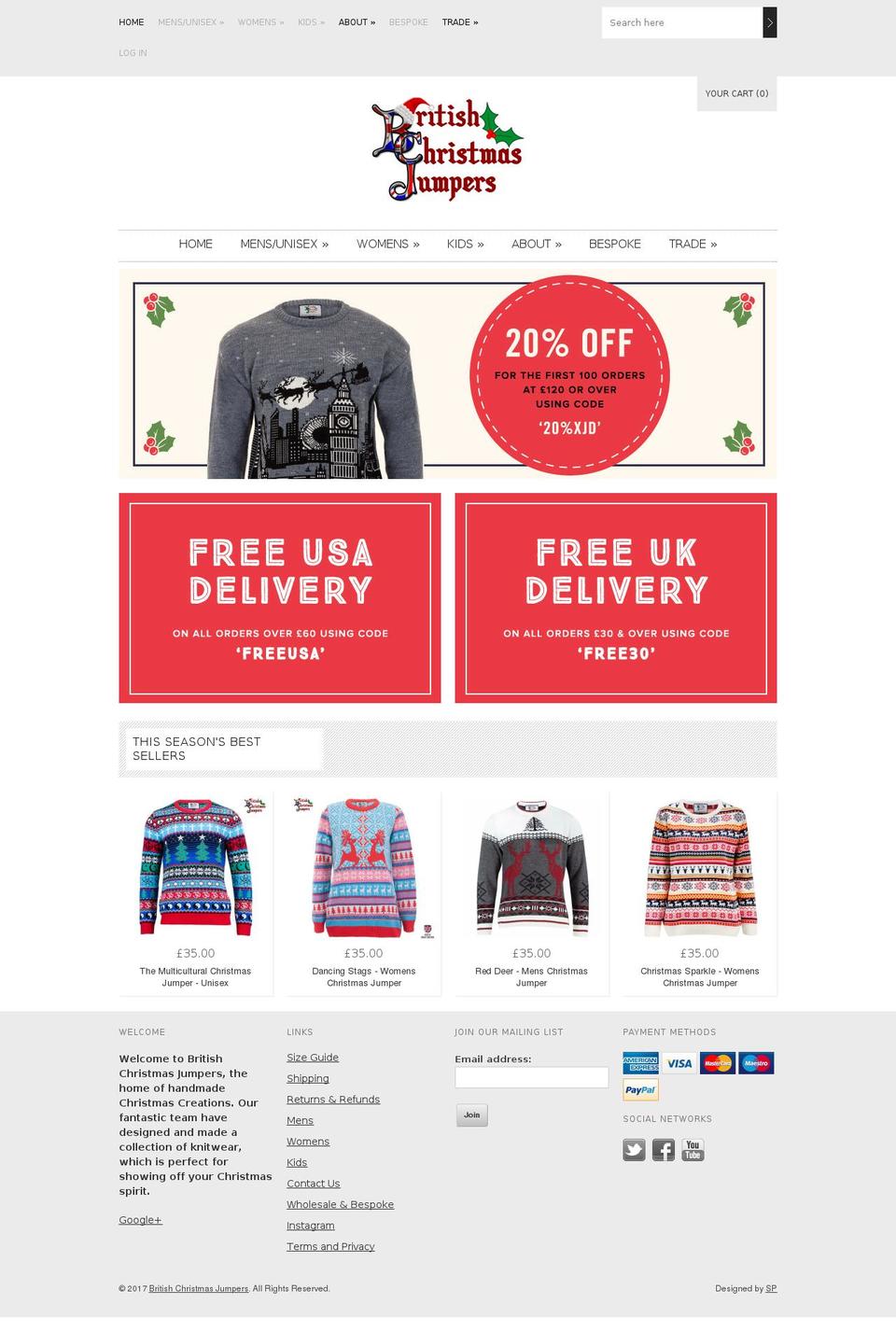britishchristmasjumpers.com shopify website screenshot