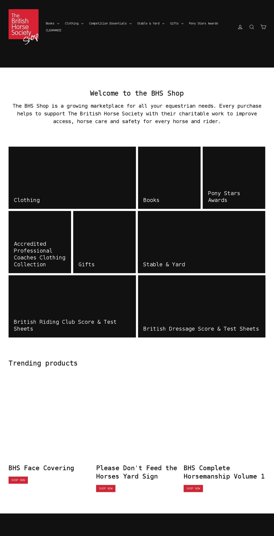 britishhorseshop.com shopify website screenshot