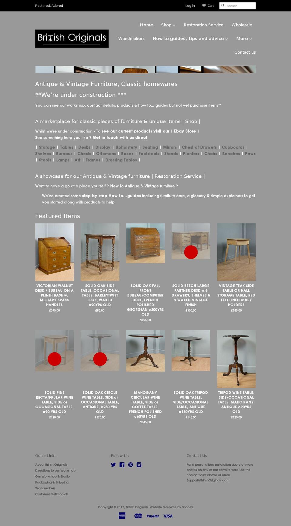 britishoriginals.com shopify website screenshot
