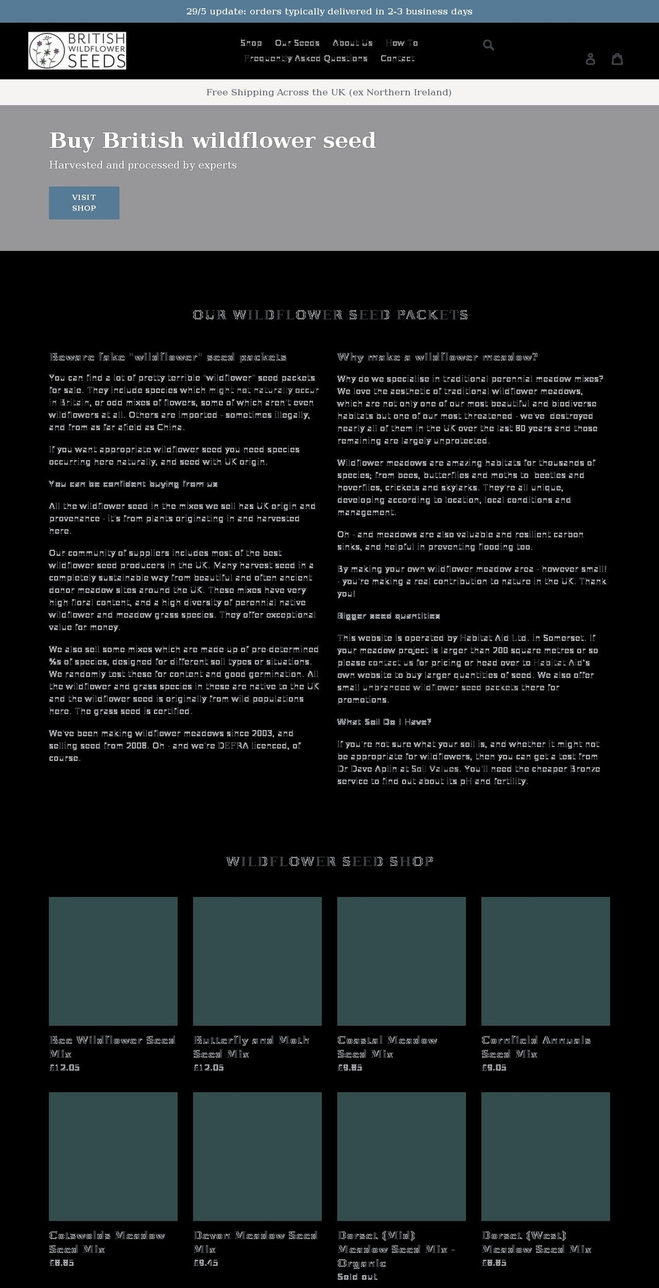 britishwildflowermeadowseeds.co.uk shopify website screenshot