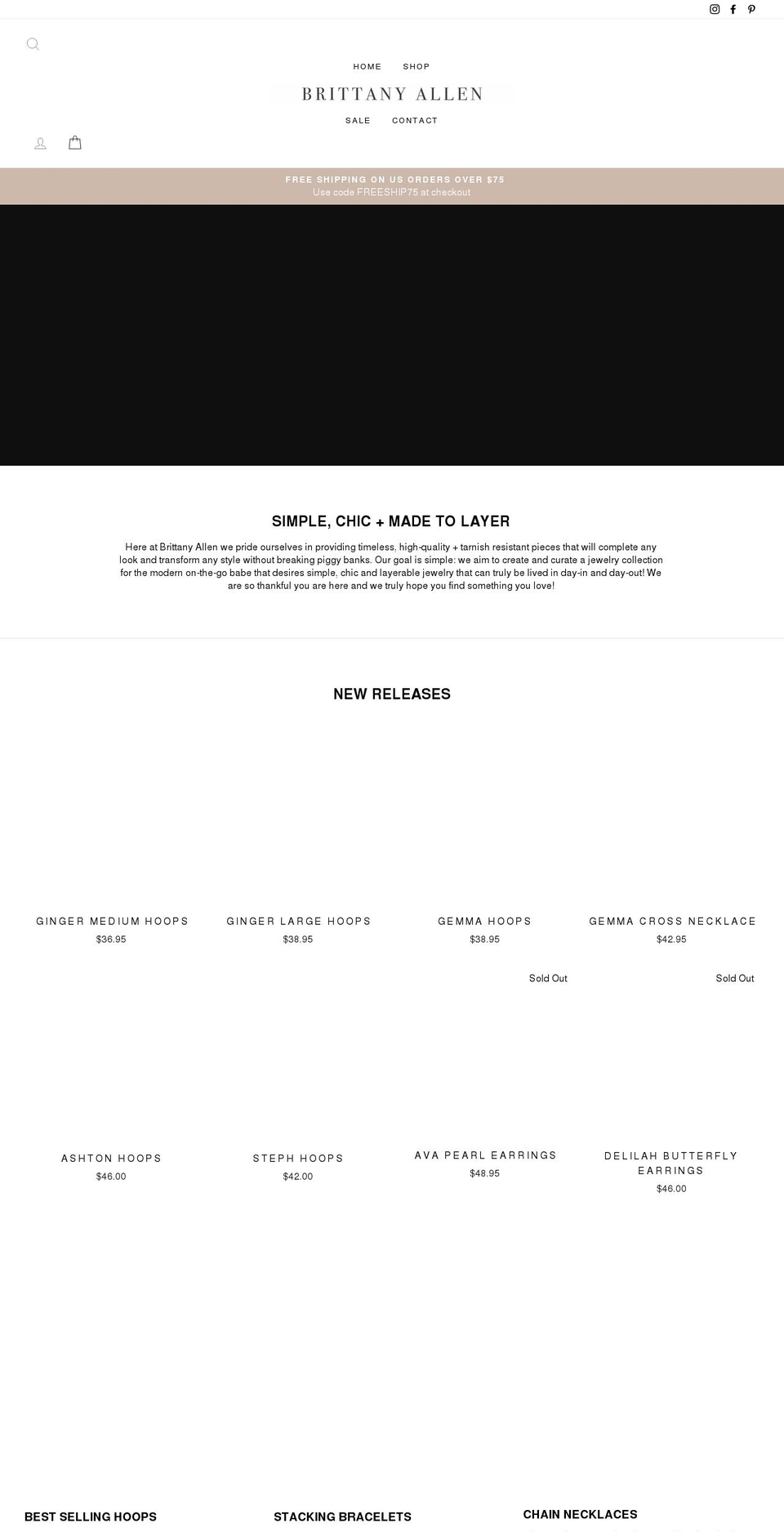 brittanyallenjewelry.com shopify website screenshot