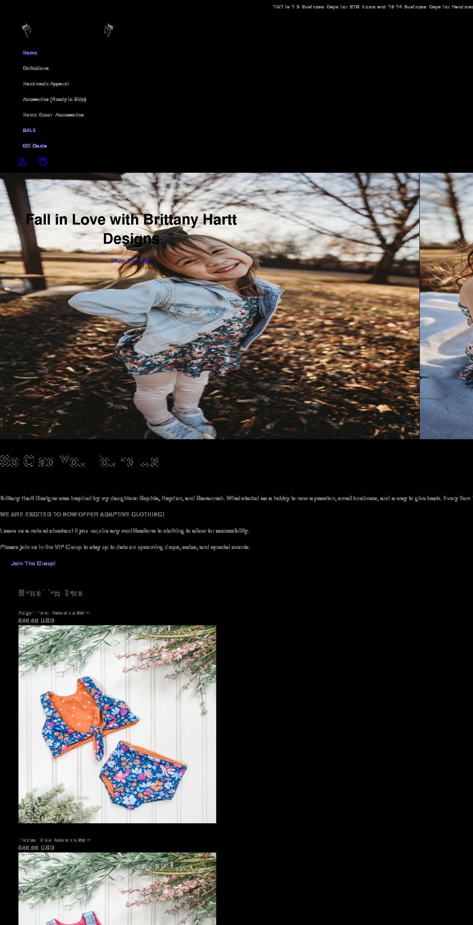 CCS Shopify theme site example brittanyharttdesigns.com