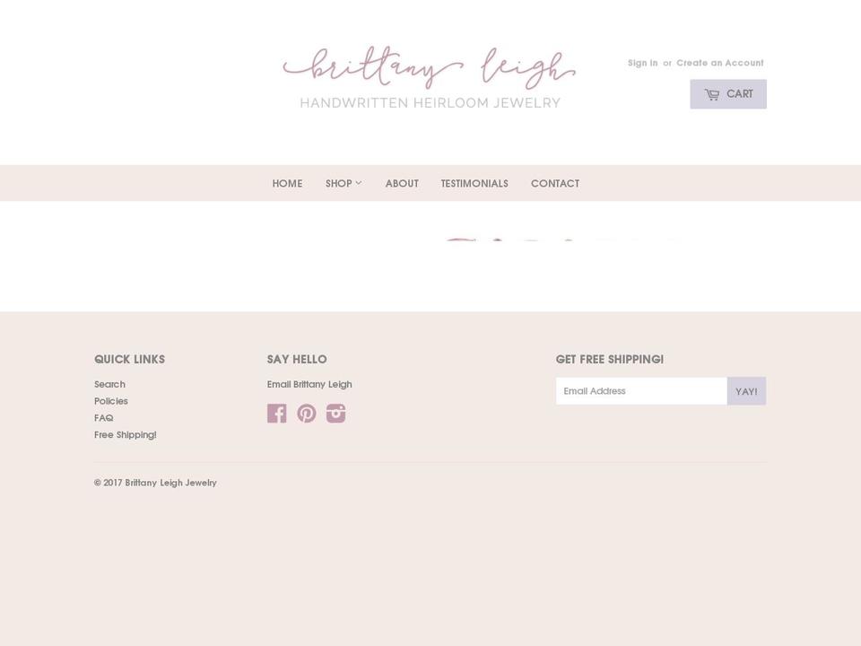 brittanyleighjewelry.com shopify website screenshot