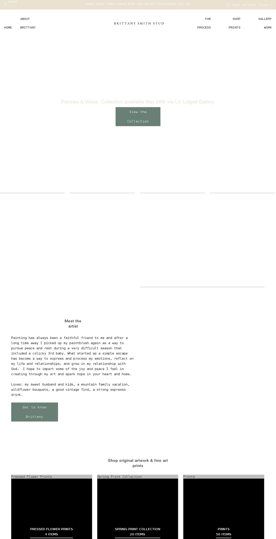 brittanysmithstudio.com shopify website screenshot