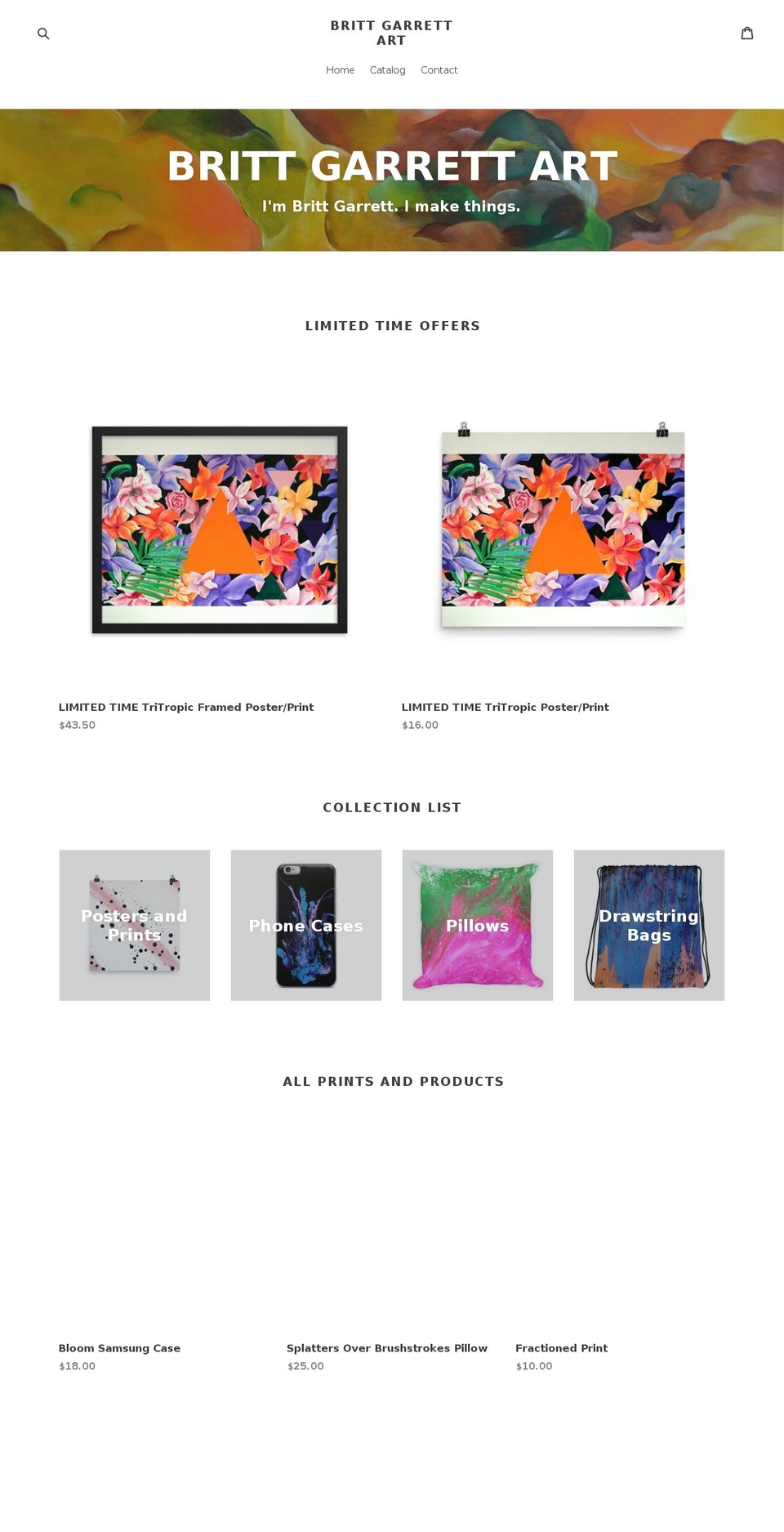 brittgarrettart.com — Shopify storefront screenshot