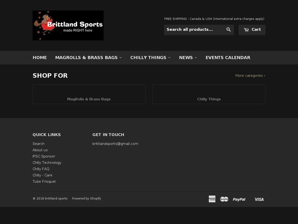 brittlandsports.com — Shopify storefront screenshot