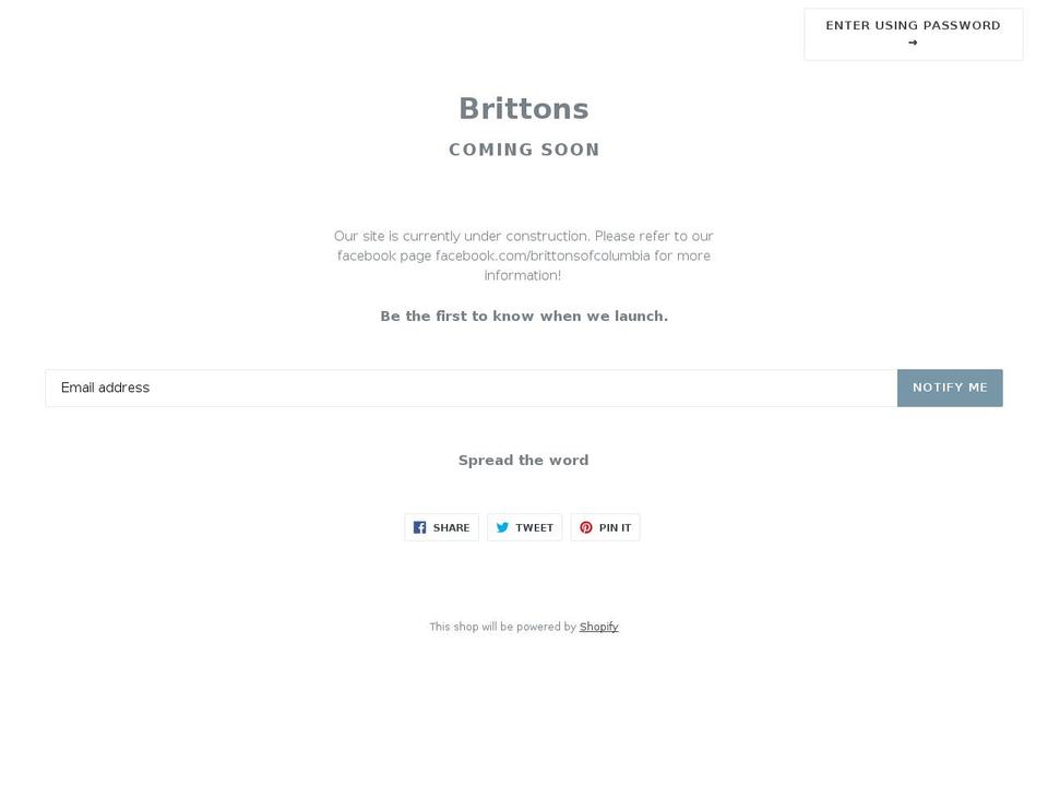 brittonsofcolumbia.com shopify website screenshot