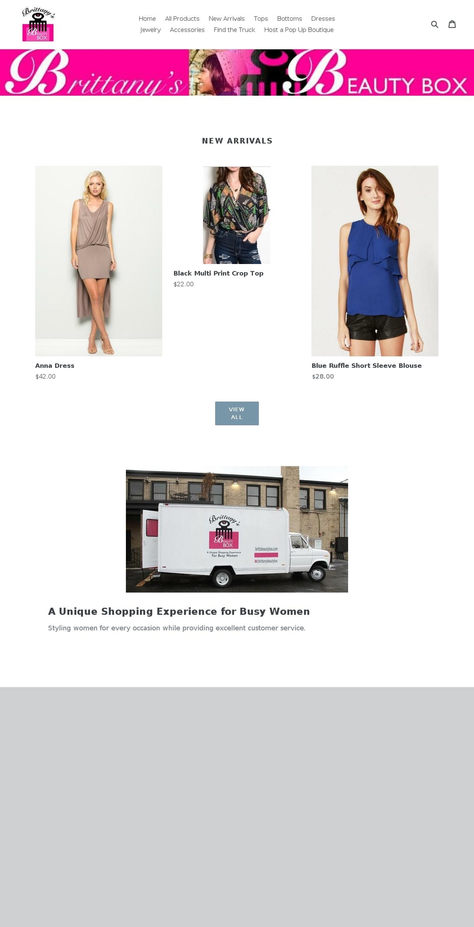 brittsbeautybox.com shopify website screenshot