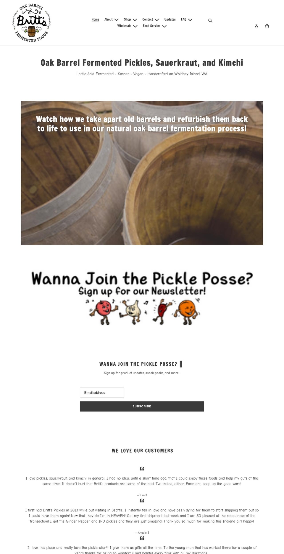 brittsfermentedfoods.com shopify website screenshot