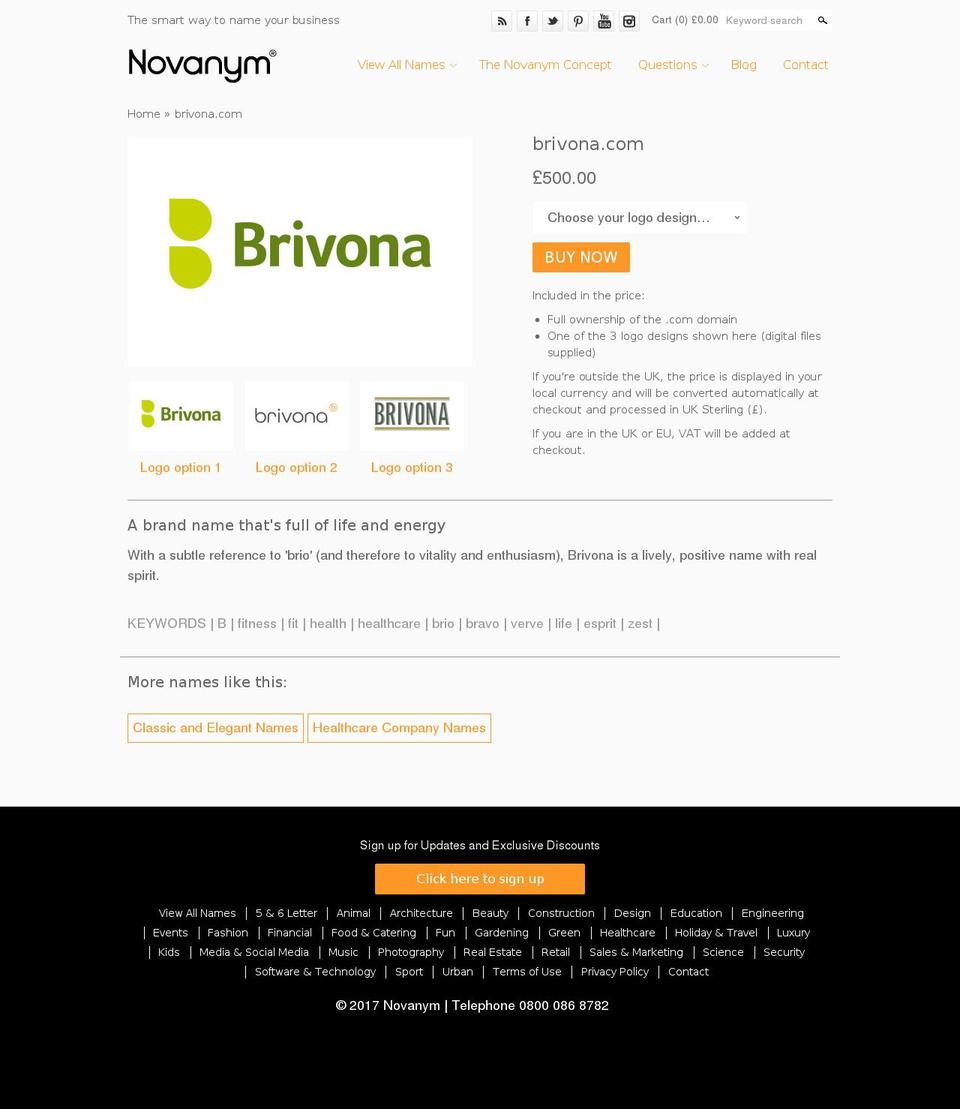 brivona.com shopify website screenshot