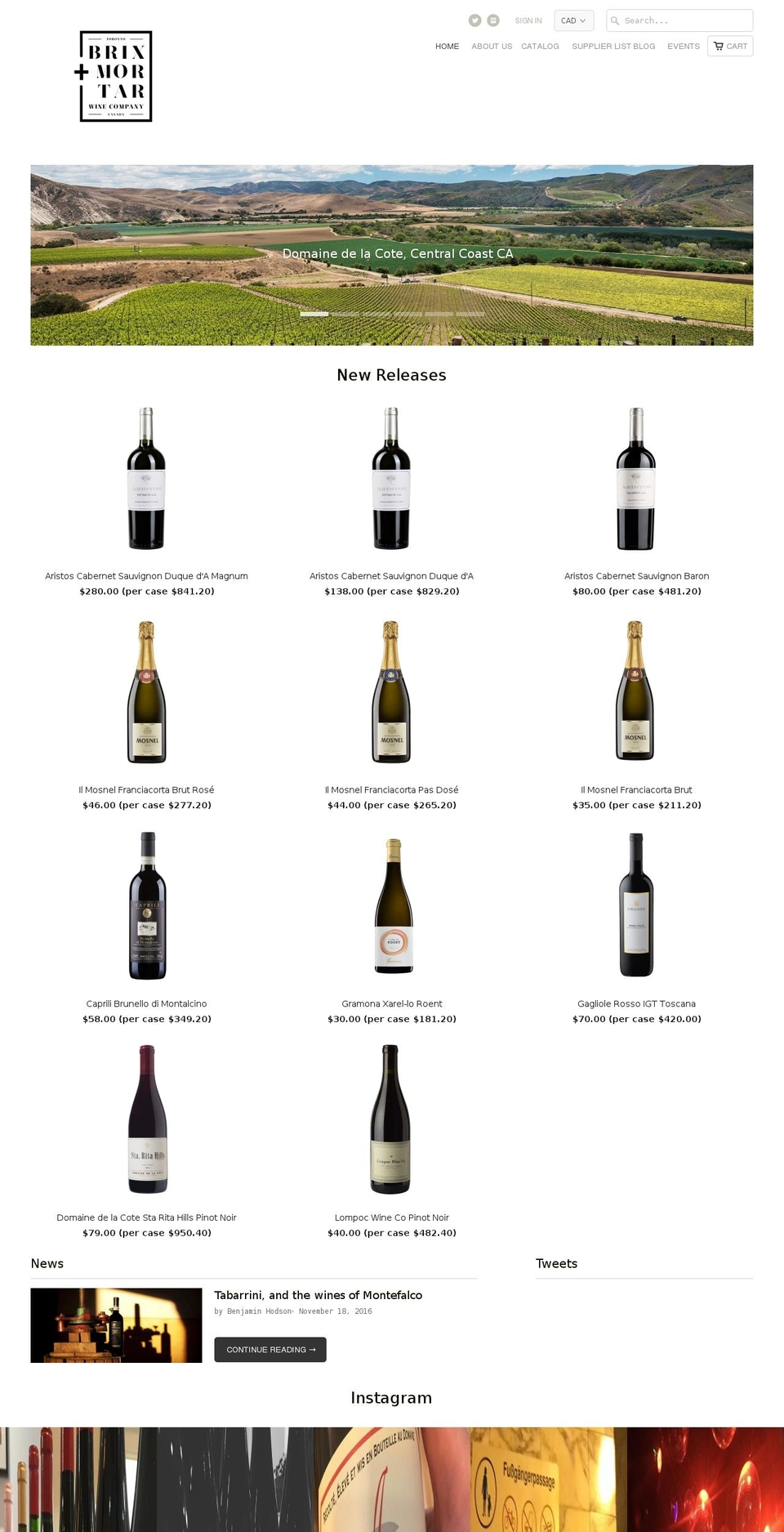 brixandmortarwines.com shopify website screenshot