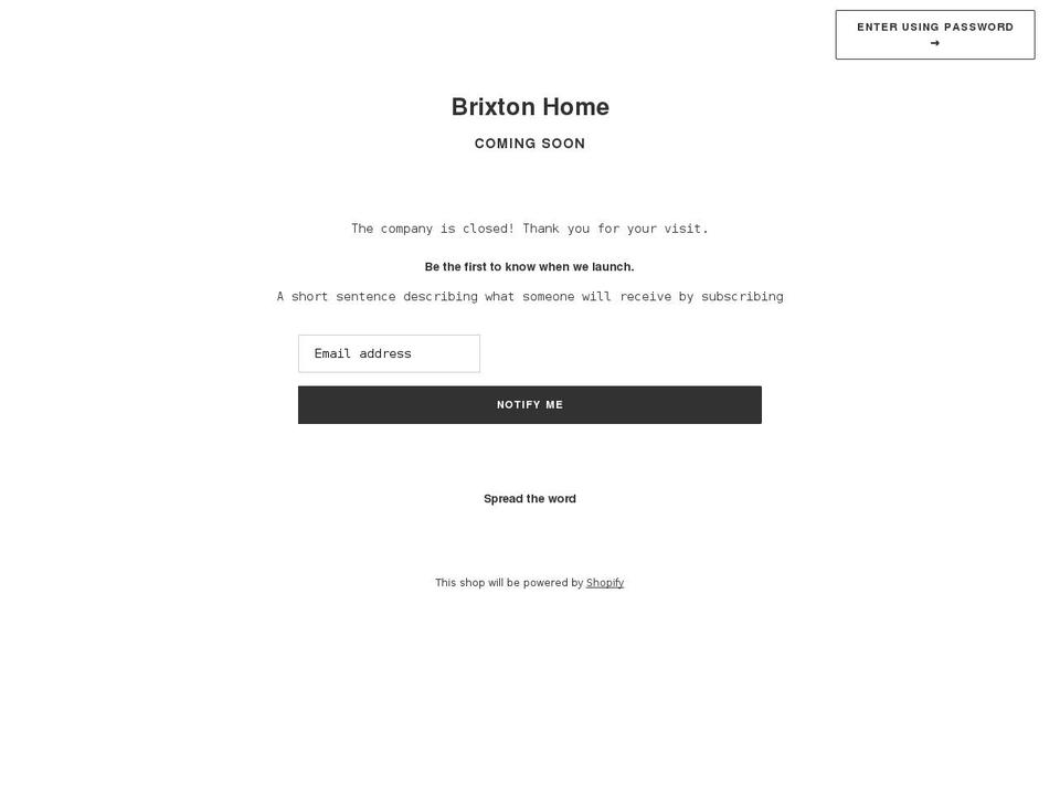 brixton-home.com shopify website screenshot