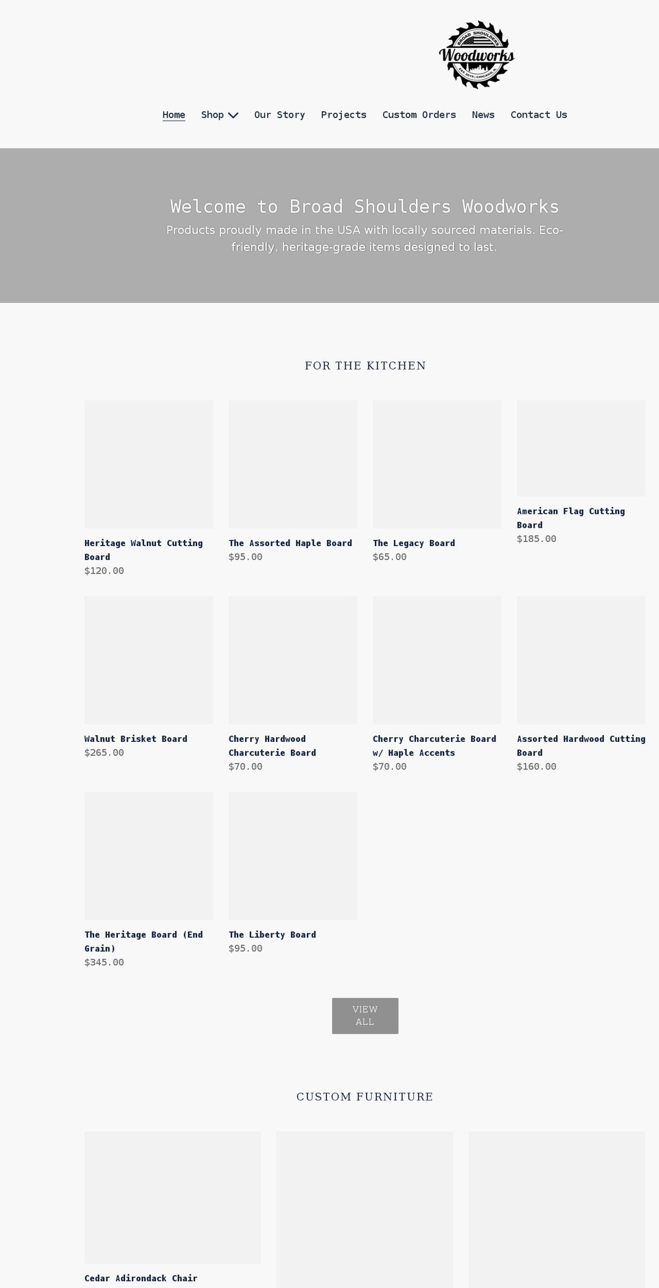 broadshoulderswoodworks.com shopify website screenshot