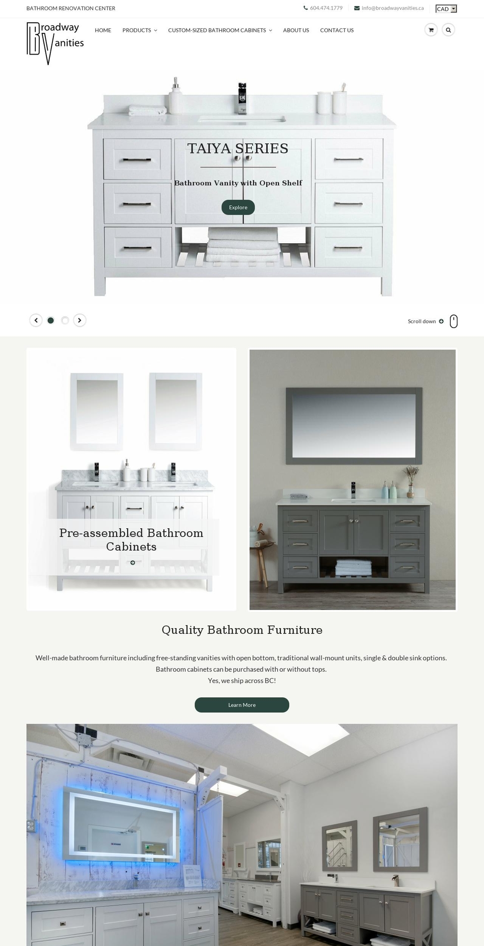 broadway-vanities.myshopify.com shopify website screenshot