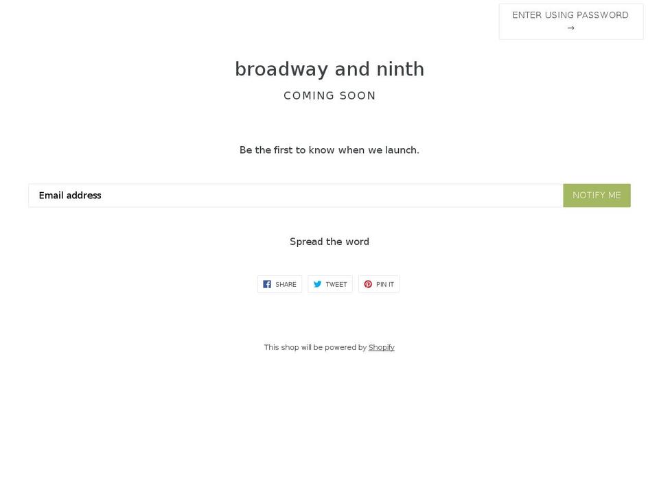 broadwayandninth.com — Shopify storefront screenshot