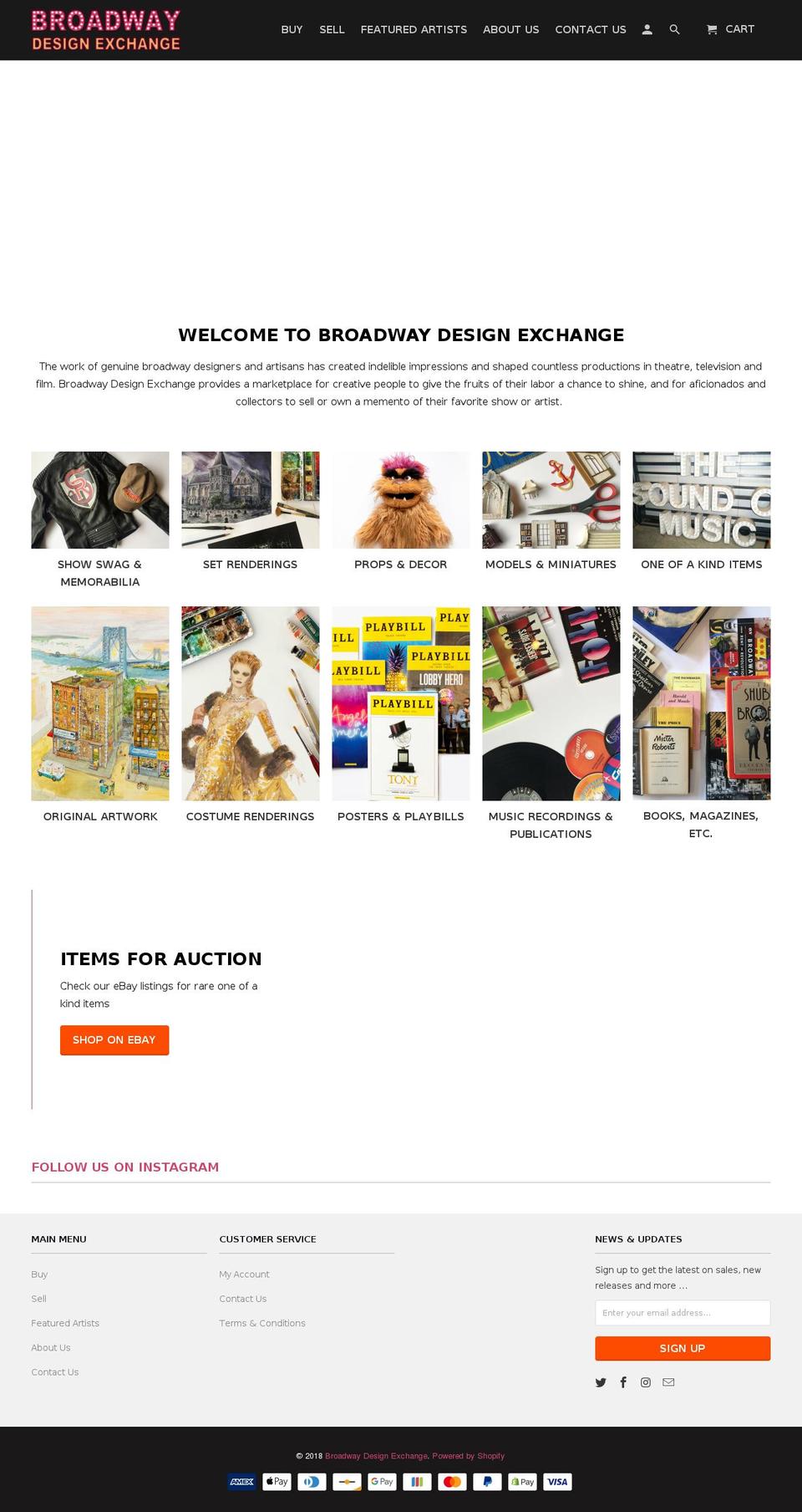 broadwaydesignexchange.com shopify website screenshot