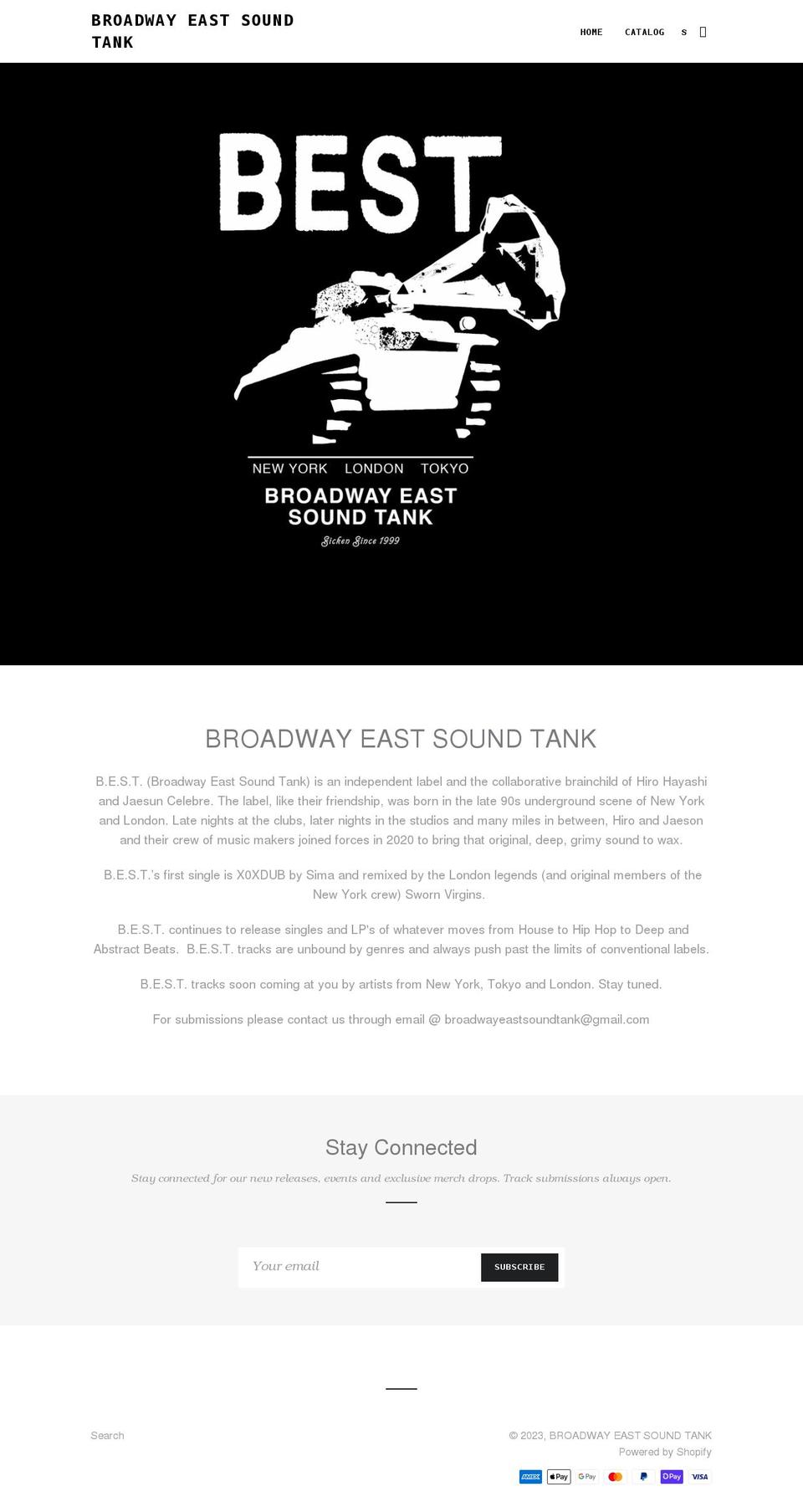broadwayeastsoundtank.com shopify website screenshot
