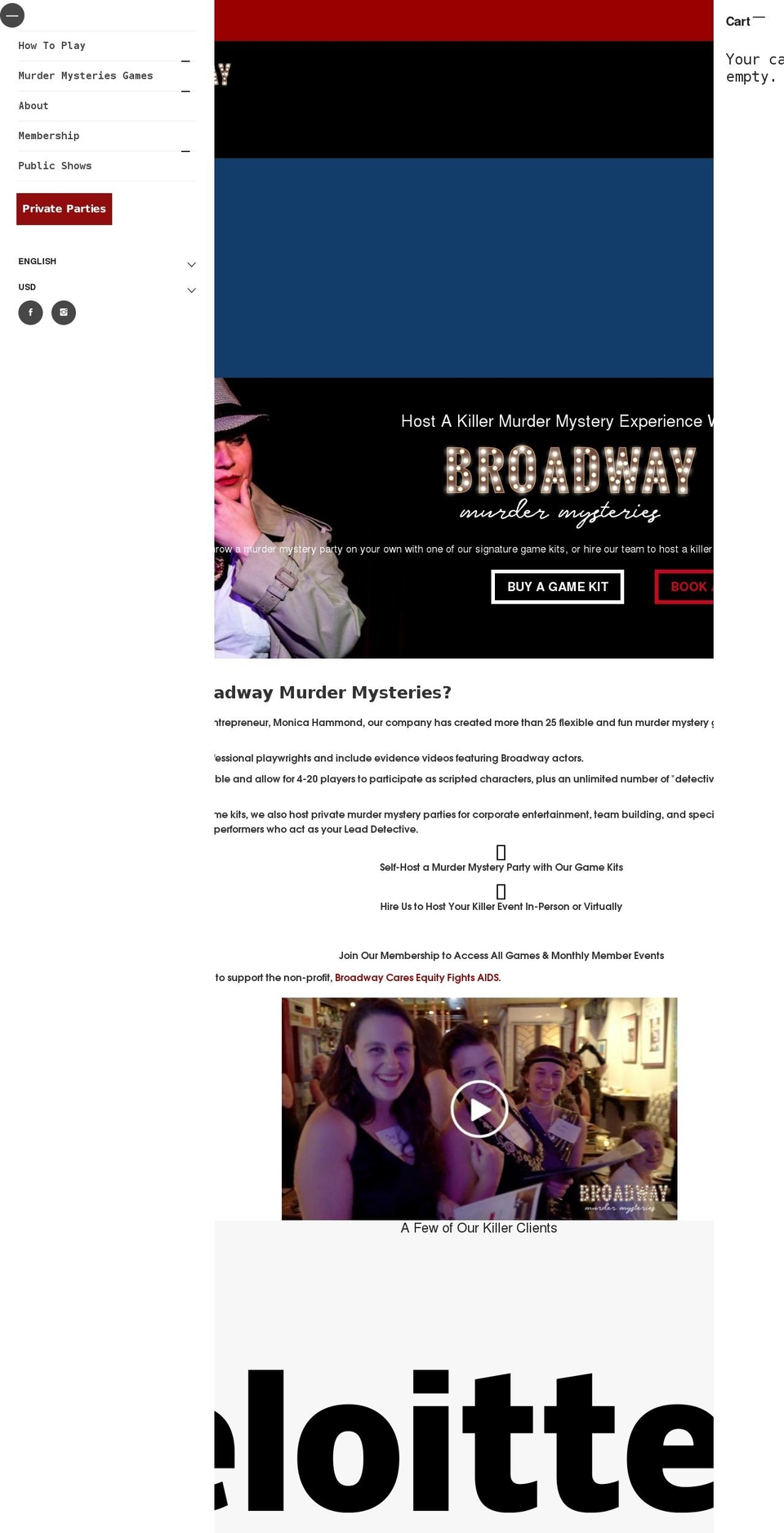 broadway Shopify theme site example broadwaymurdermysteries.com