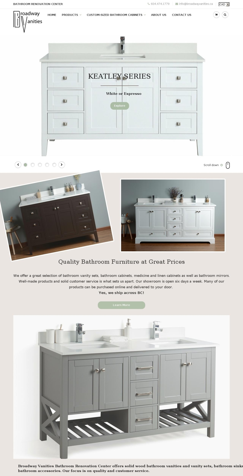 broadwayvanities.com — Shopify storefront screenshot